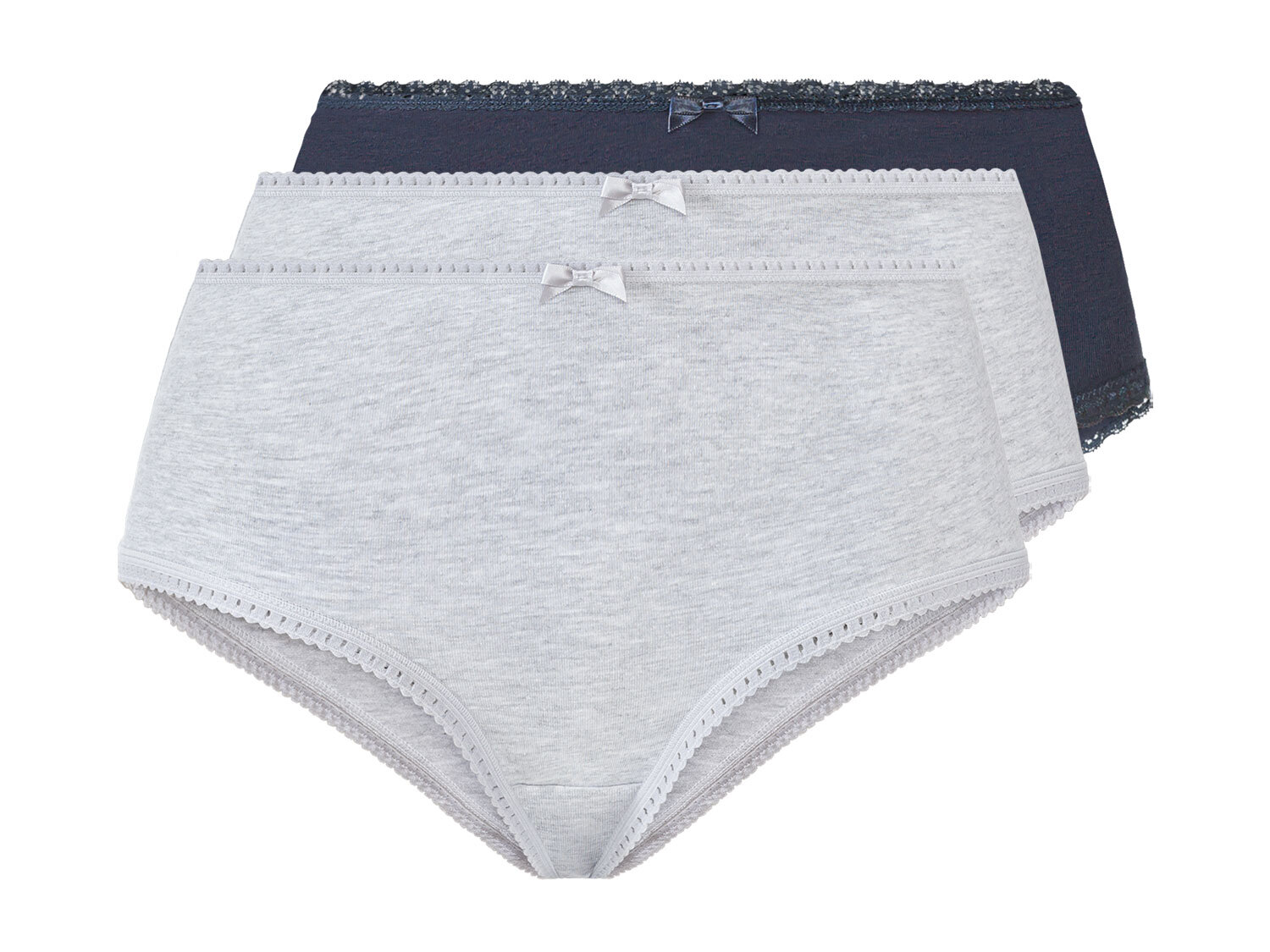 esmara® Hipstery damskie z biobawełną, 3 pary (Granatowy/szary, XS (32/34))