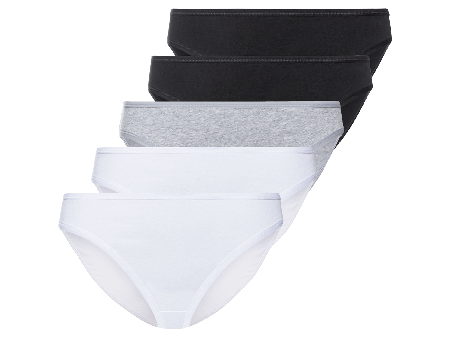 esmara® Figi damskie XXL z bawełny, 5 par (Czarny/szary/biały, XL (48-50))