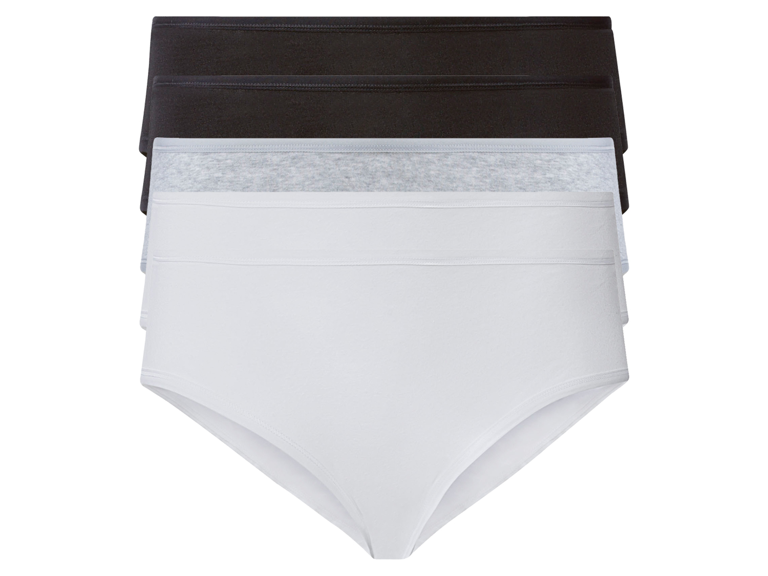 esmara® Hipstery damskie XXL z bawełną, 5 par (3XL (56/58), Czarny/szary/biały)