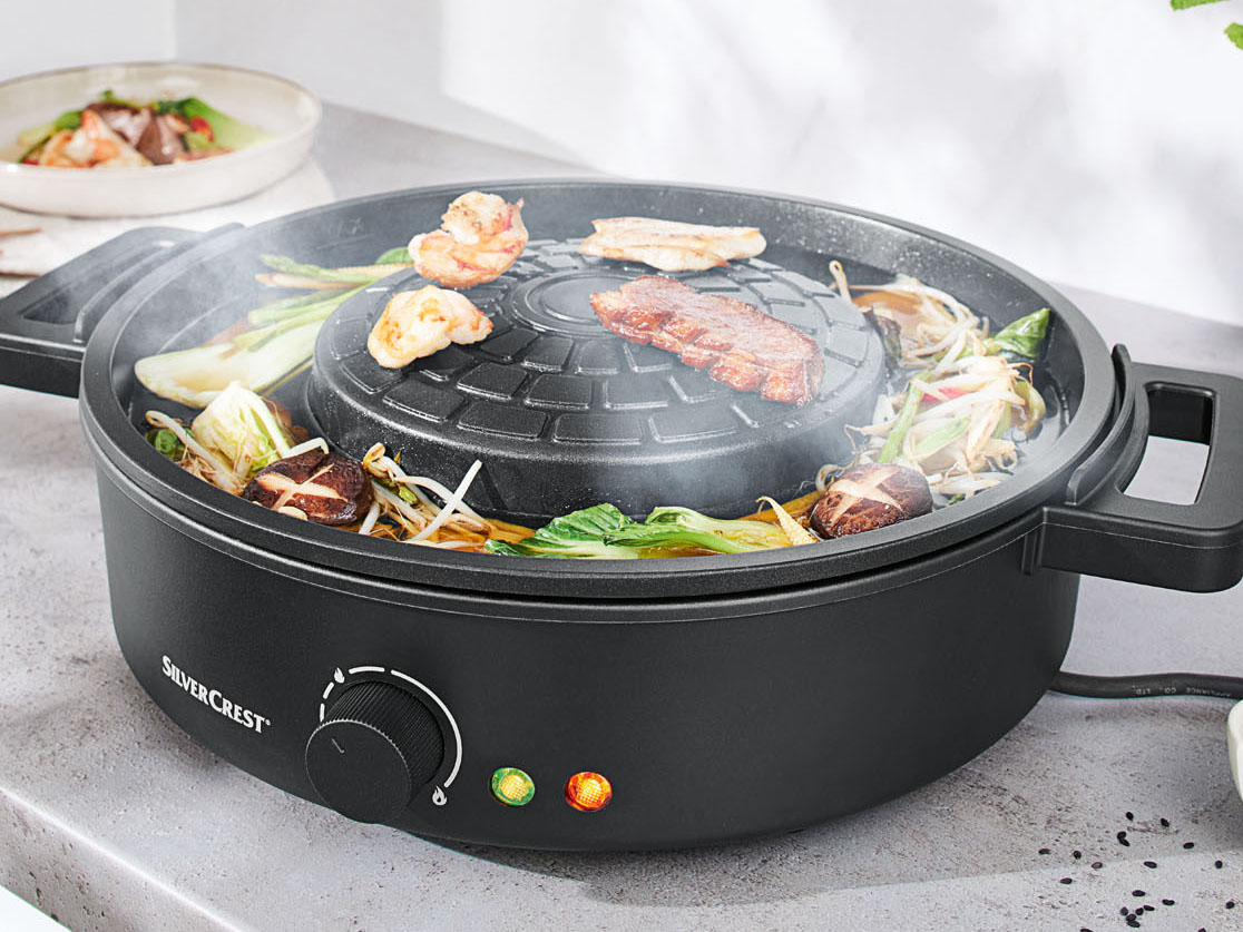 SILVERCREST KITCHEN TOOLS Okrągły grill stołowy z garnkiem 2 w 1 Hot Pot, 1800 W