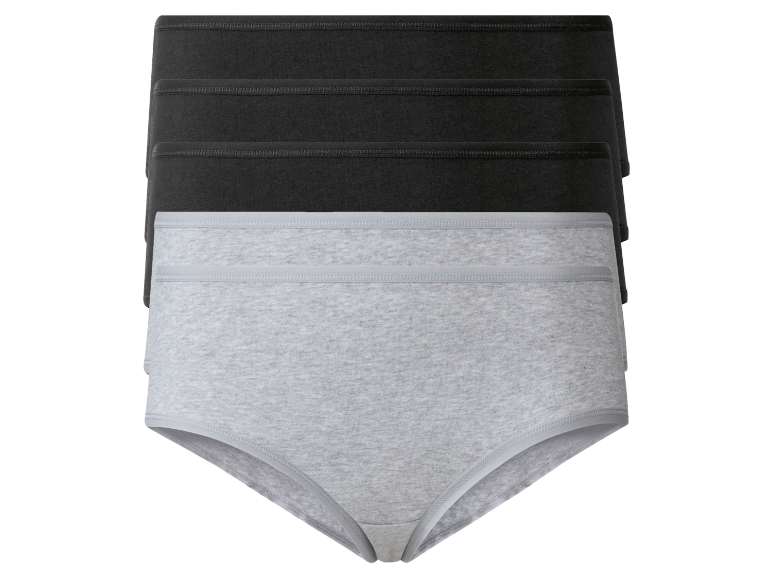 esmara® Hipstery damskie z bawełną, 5 par (Czarny/ szary, XS (32/34))