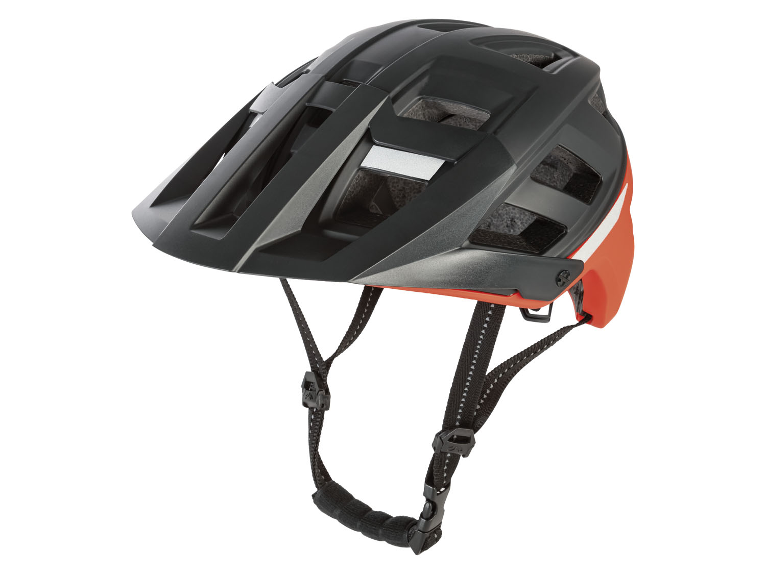 CRIVIT Kask rowerowy MTB z systemem wentylacji (M/L, Czarny/pomarańczowy)