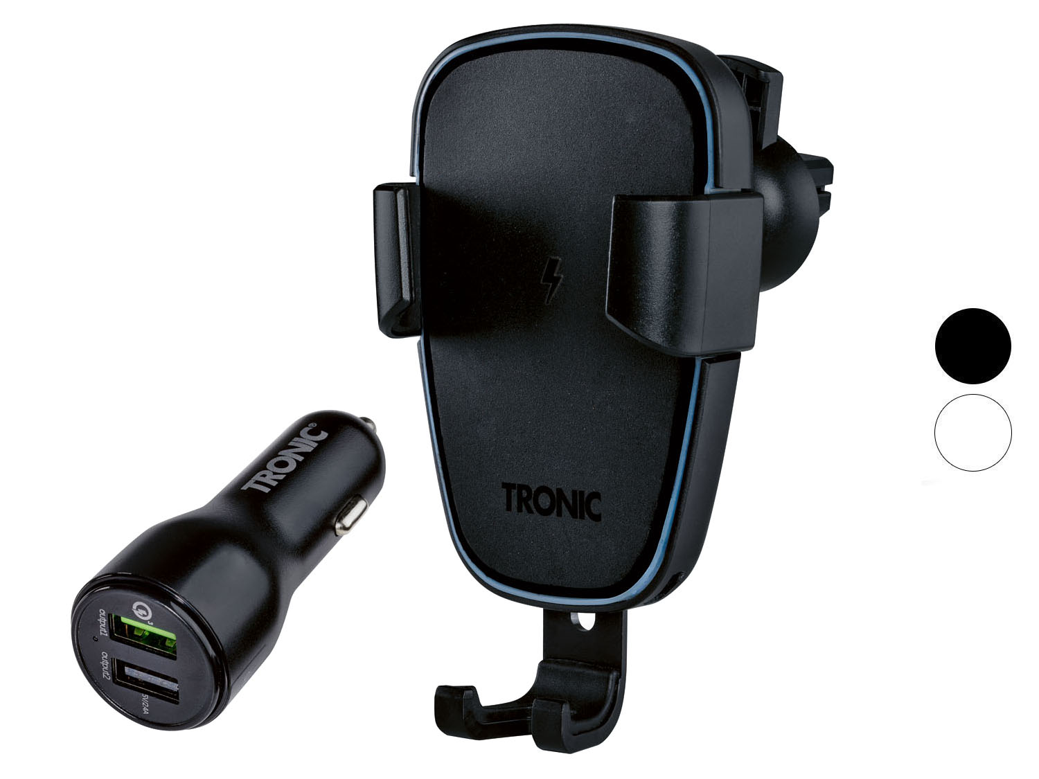 TRONIC Uchwyt samochodowy na smartfona z ładowarką QI, 10 W