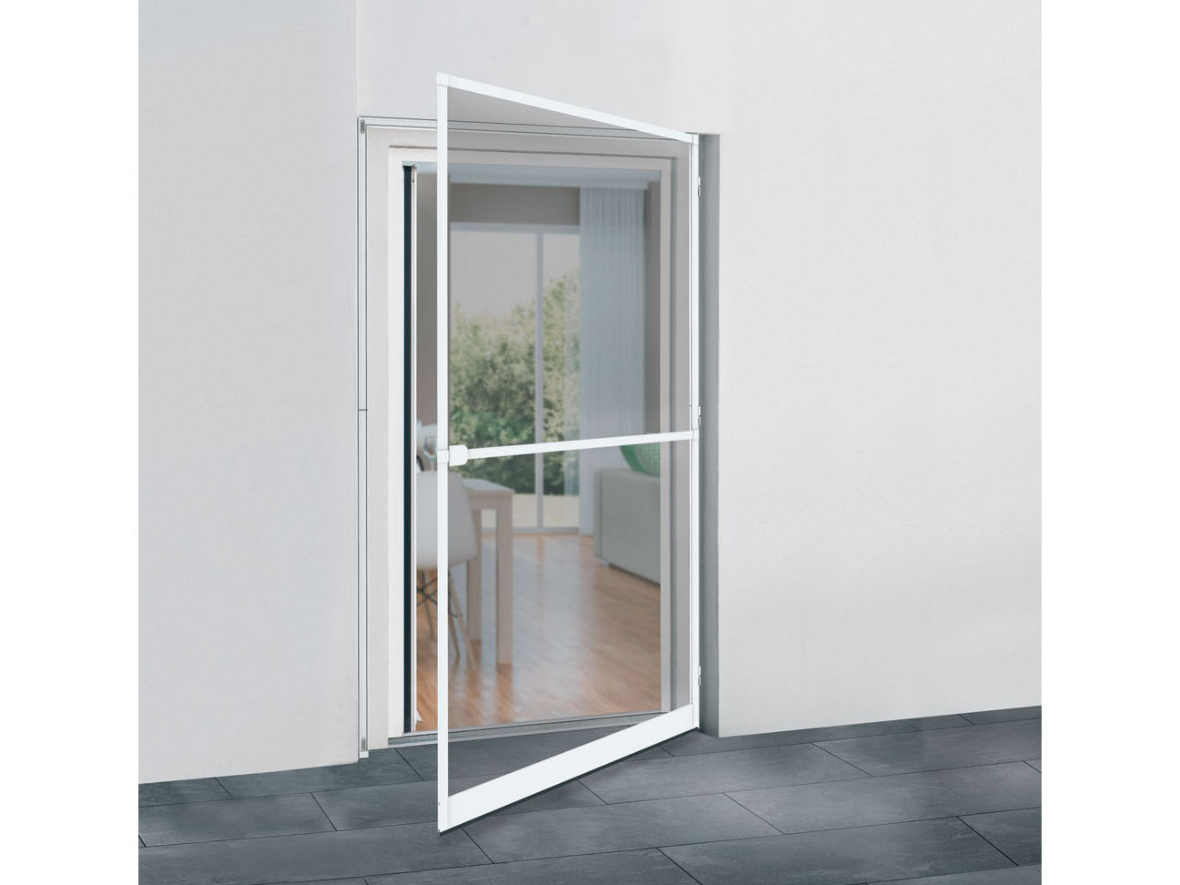 LIVARNO home Moskitiera drzwiowa, 120 x 240 cm (szer. x dł.), z ościeżnicą zaciskową (Biały)