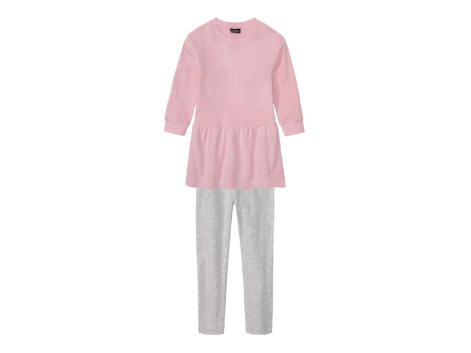 lupilu® Komplet dziewczęcy z bawełną (sukienka + legginsy) (98 - 104, Różowy/szary)