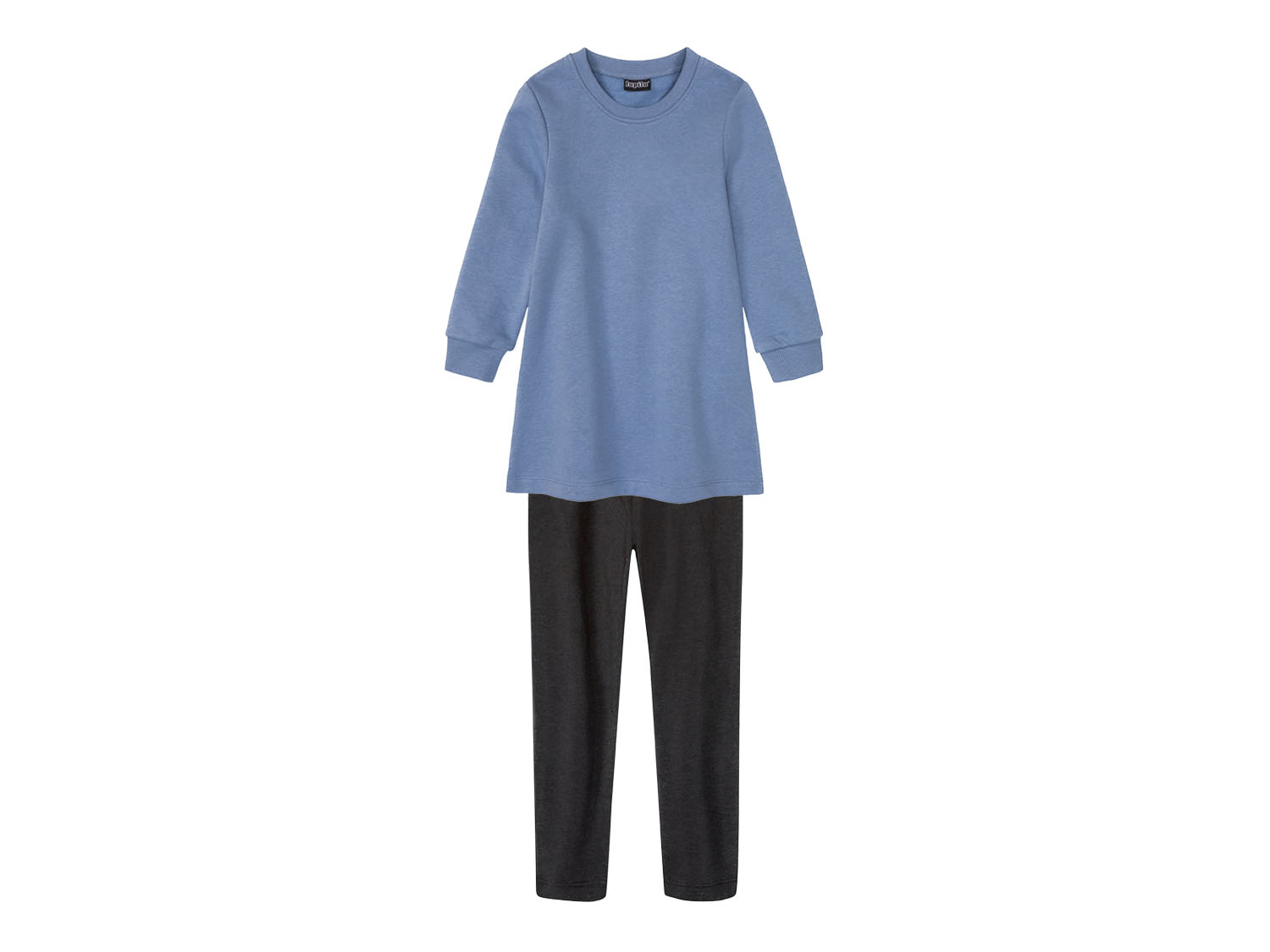 lupilu® Komplet dziewczęcy z bawełną (sukienka + legginsy) (110/116, Niebieski/ czarny)