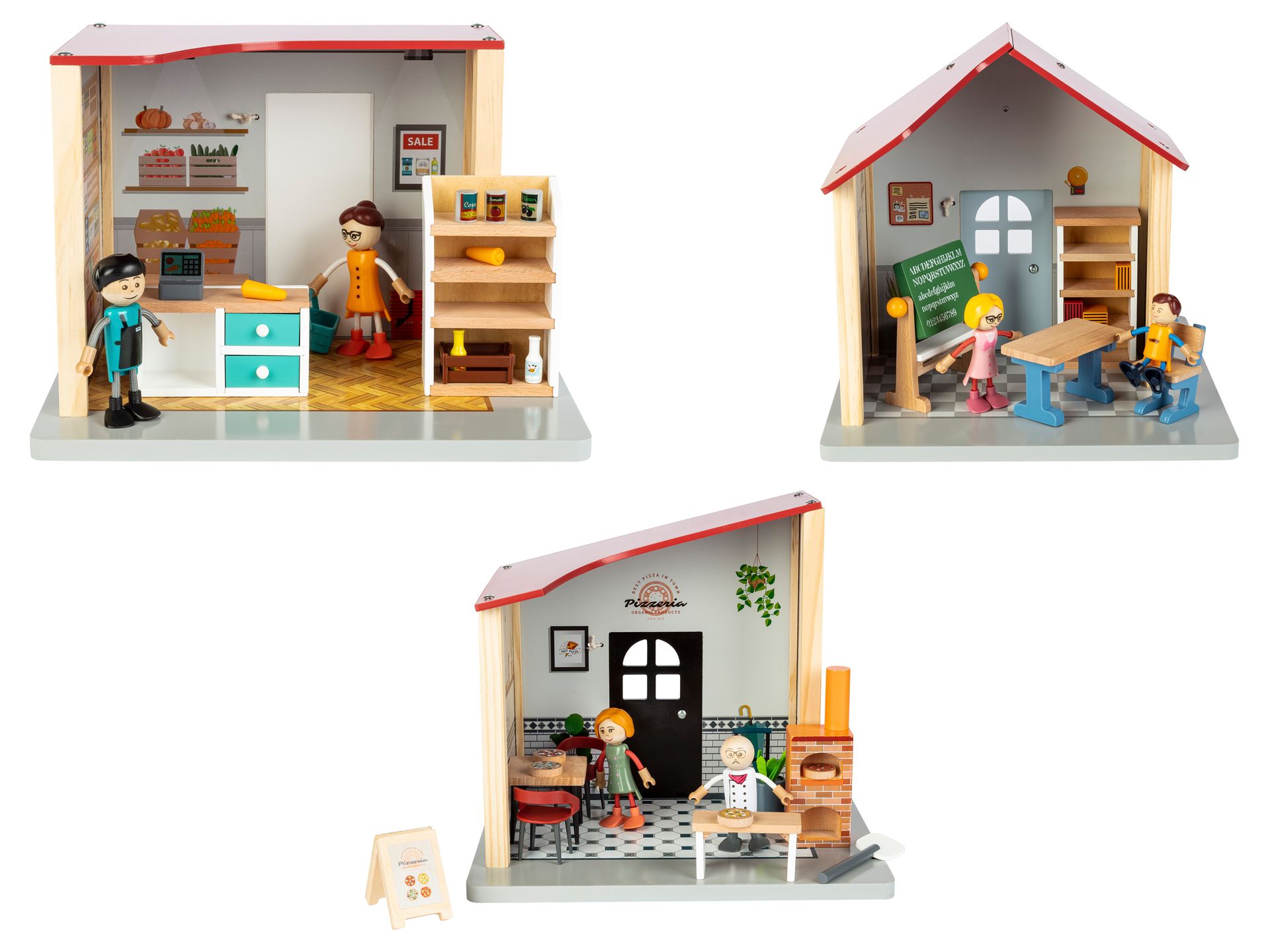 Playtive Zestaw do zabawy Drewniany domek dla lalek