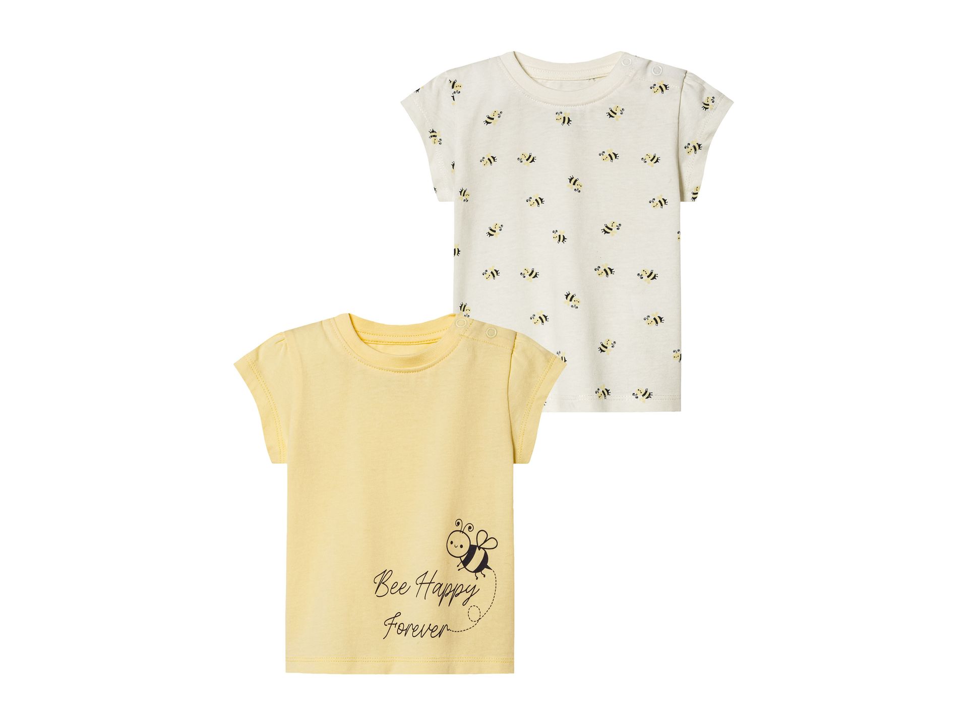 lupilu® T-shirty niemowlęce z bawełny organicznej, 2 sztuki (62-68, Biały/żółty)