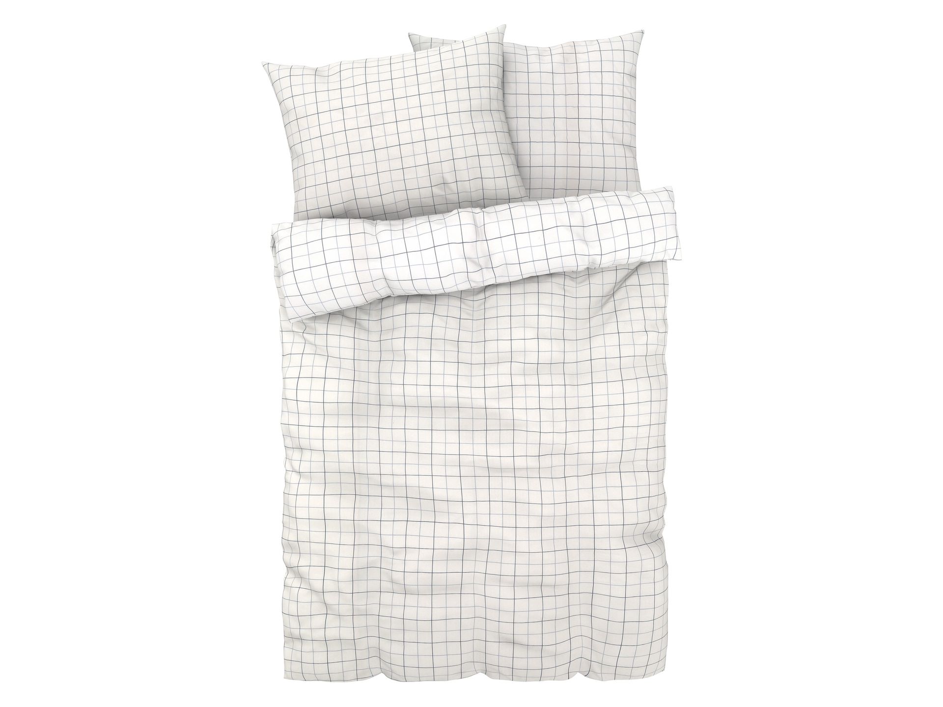 LIVARNO home Pościel renforcé z kory, 220 x 220 cm (biały/w kratkę)
