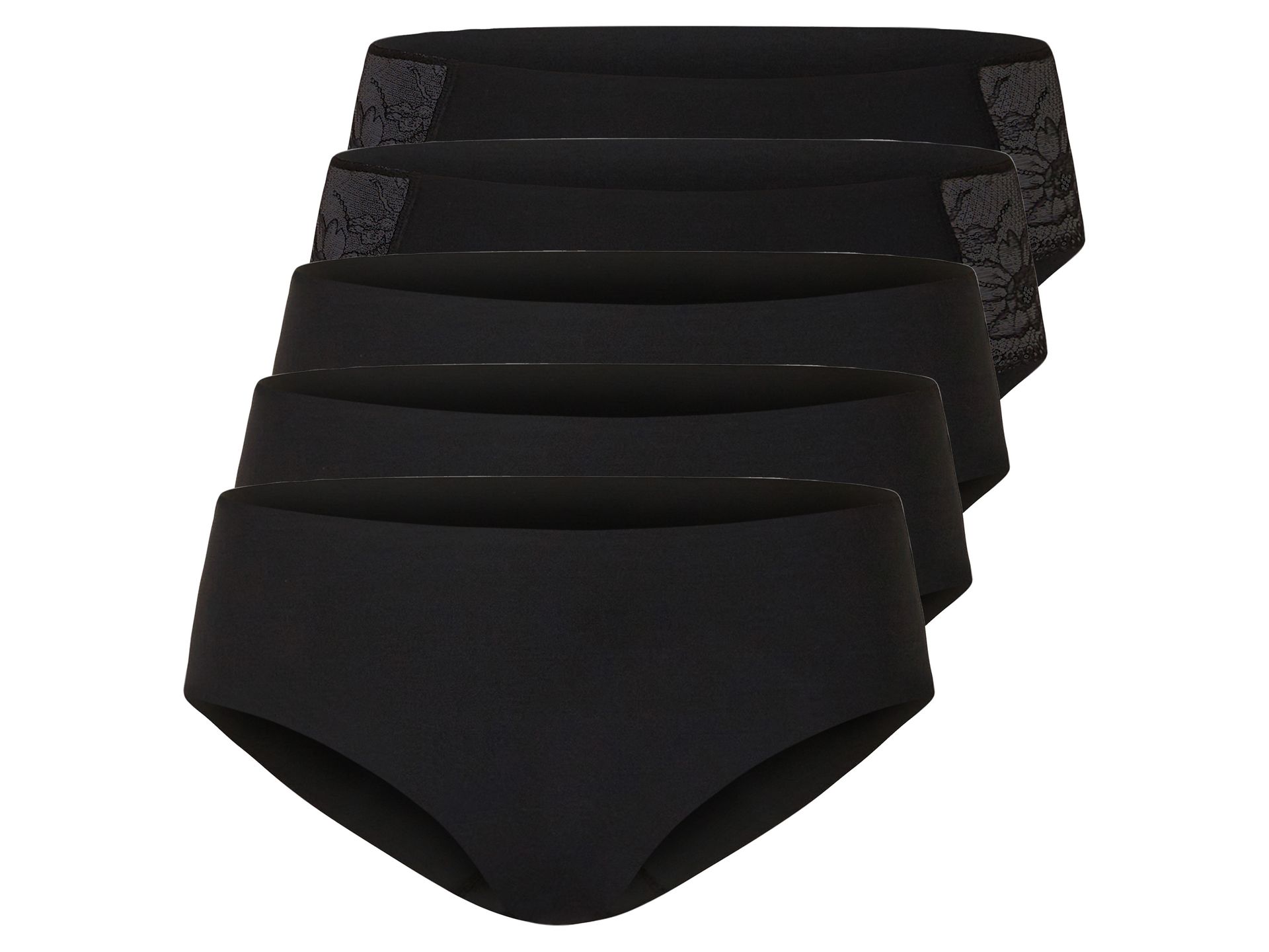 esmara® Hipstery damskie cięte laserowo, 5 par (Czarny, XS (32/34))