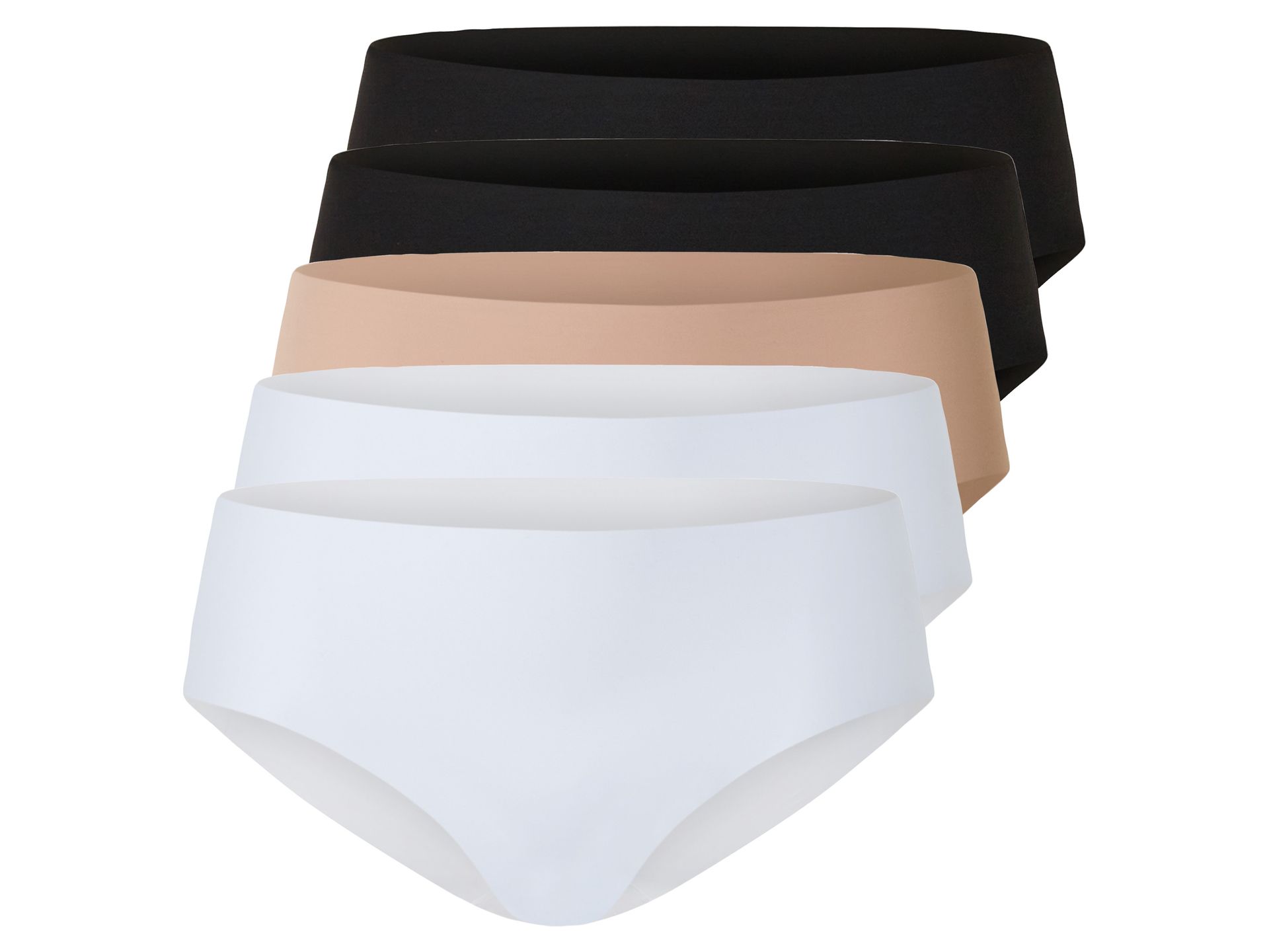 esmara® Hipstery damskie cięte laserowo, 5 par (Czarny/beżowy/biały, L (44-46))