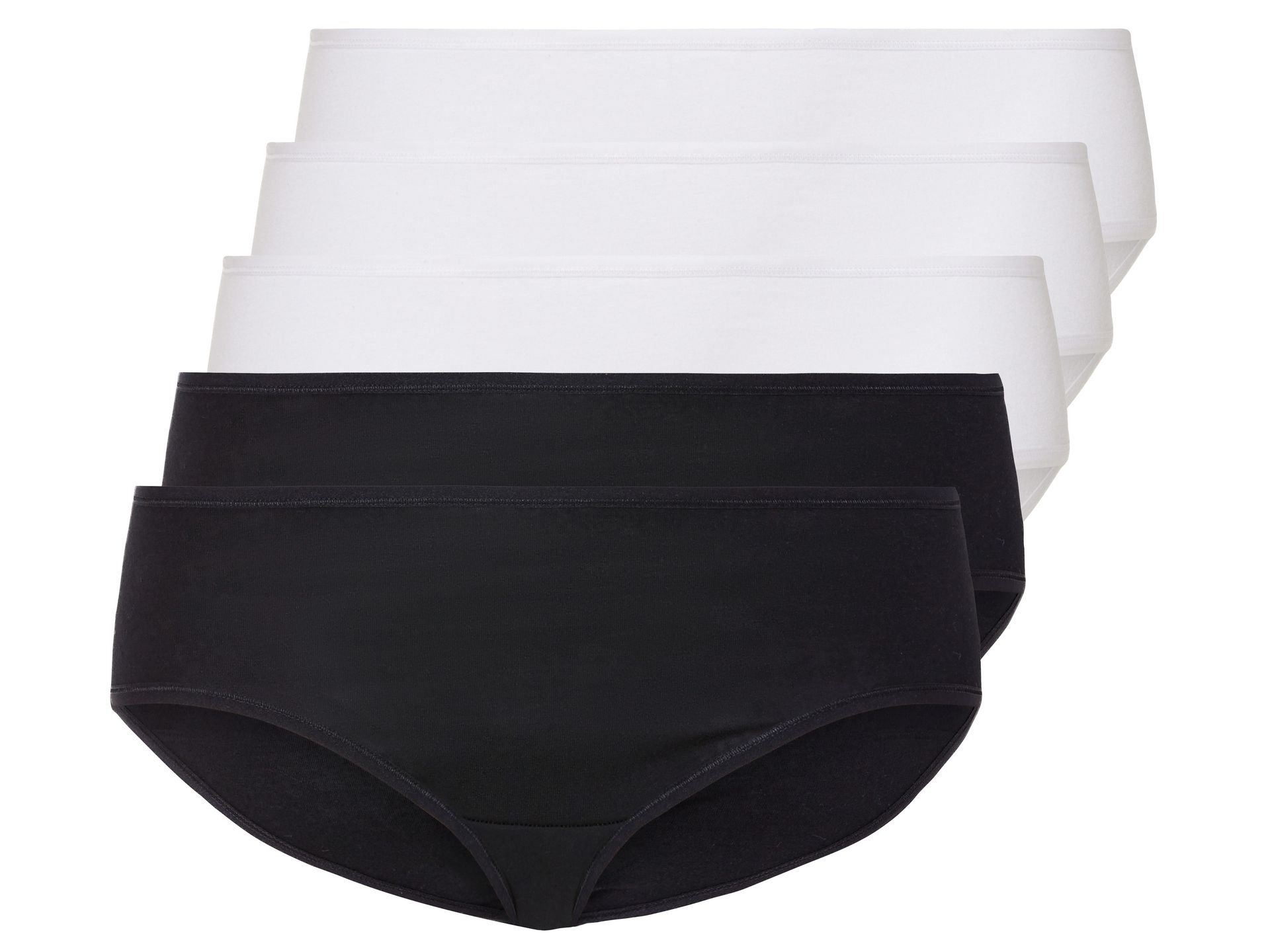 esmara® Figi damskie z bawełną, 5 par (XL (48-50), Czarny/ biały)