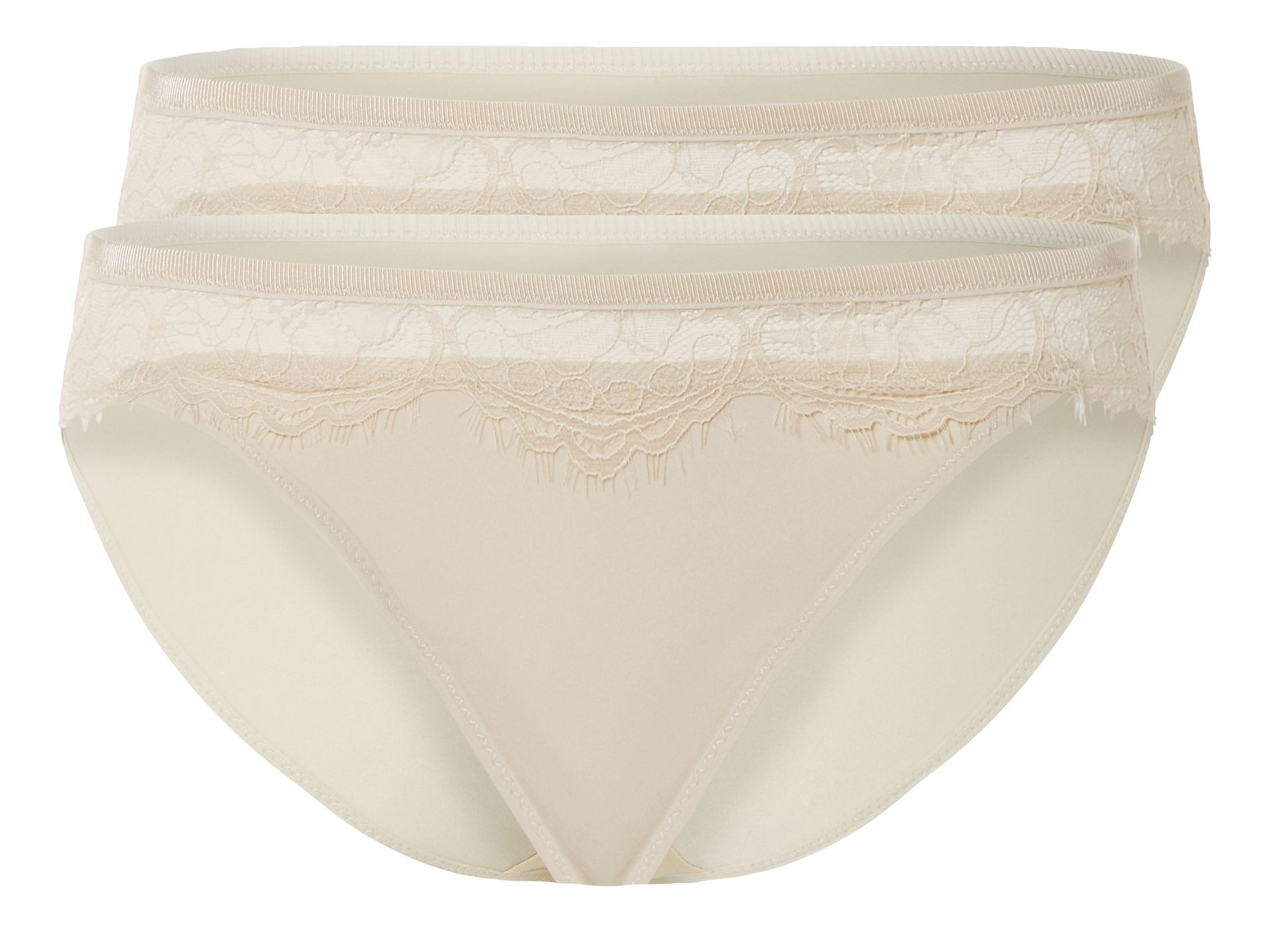 esmara® Figi damskie z koronką, 2 pary (M (40/42), Beżowy)