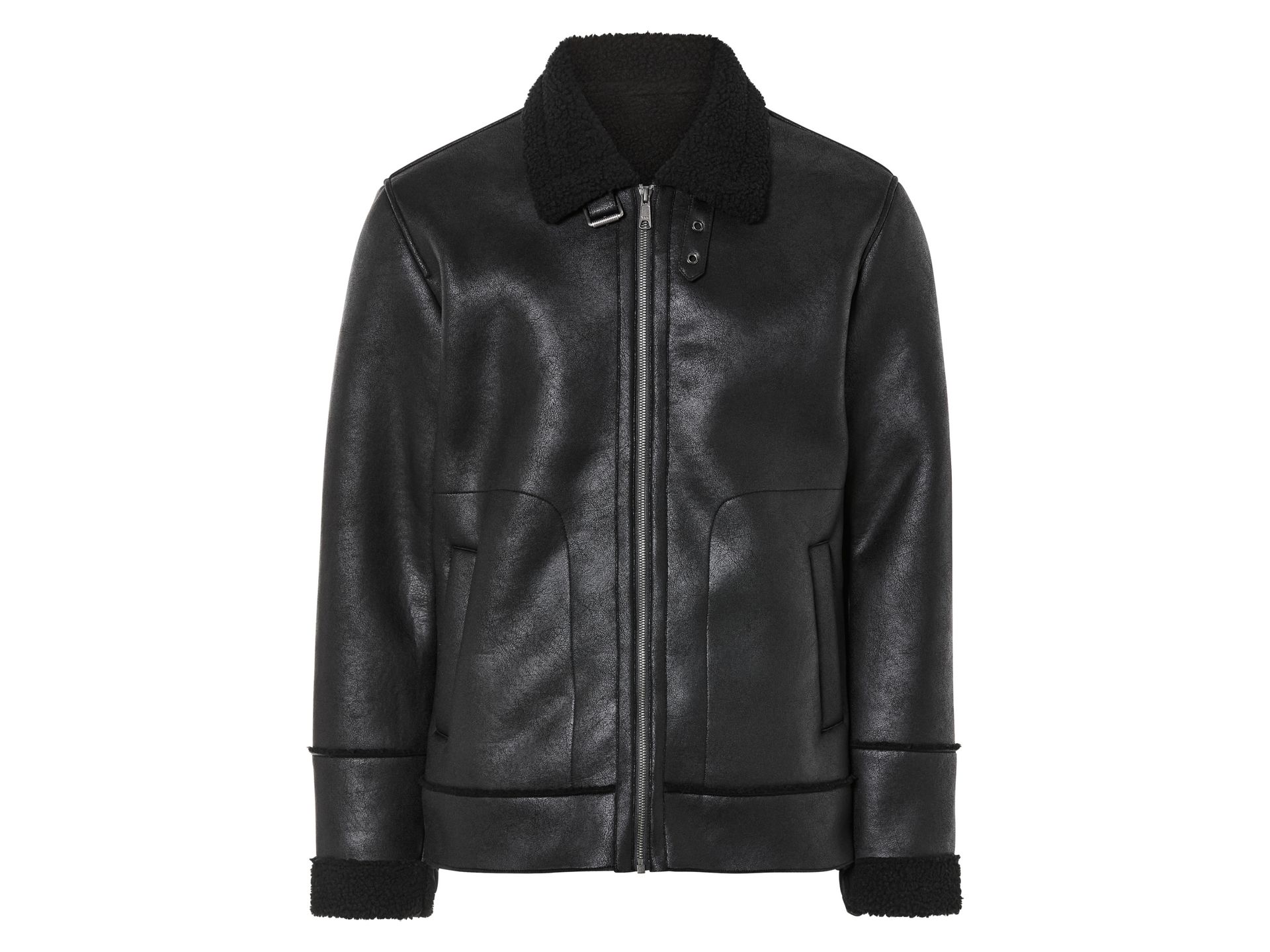 LIVERGY® Kurtka męska w stylu ramoneski, z kożuchem (XL (56/58), Czarny)