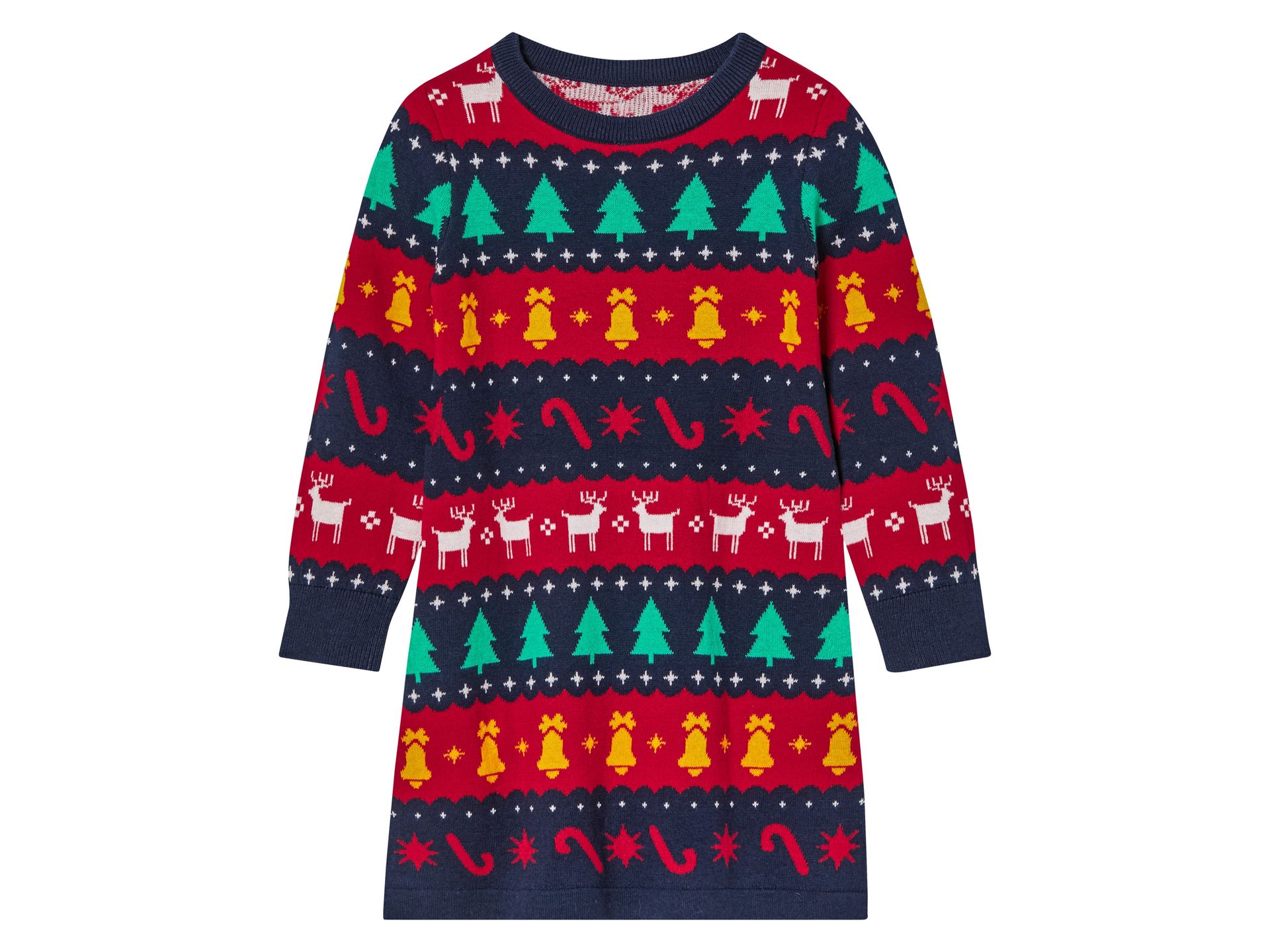 lupilu® Sukienka świąteczna dziewczęca (98 - 104, W paski/granatowy/czerwony)