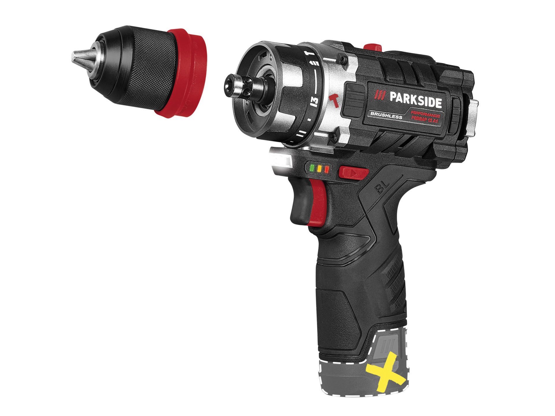 PARKSIDE PERFORMANCE® Akumulatorowa wiertarkowkrętarka udarowa 12 V, PSBSAP 12 A1 (bez akumulatora i ładowarki)