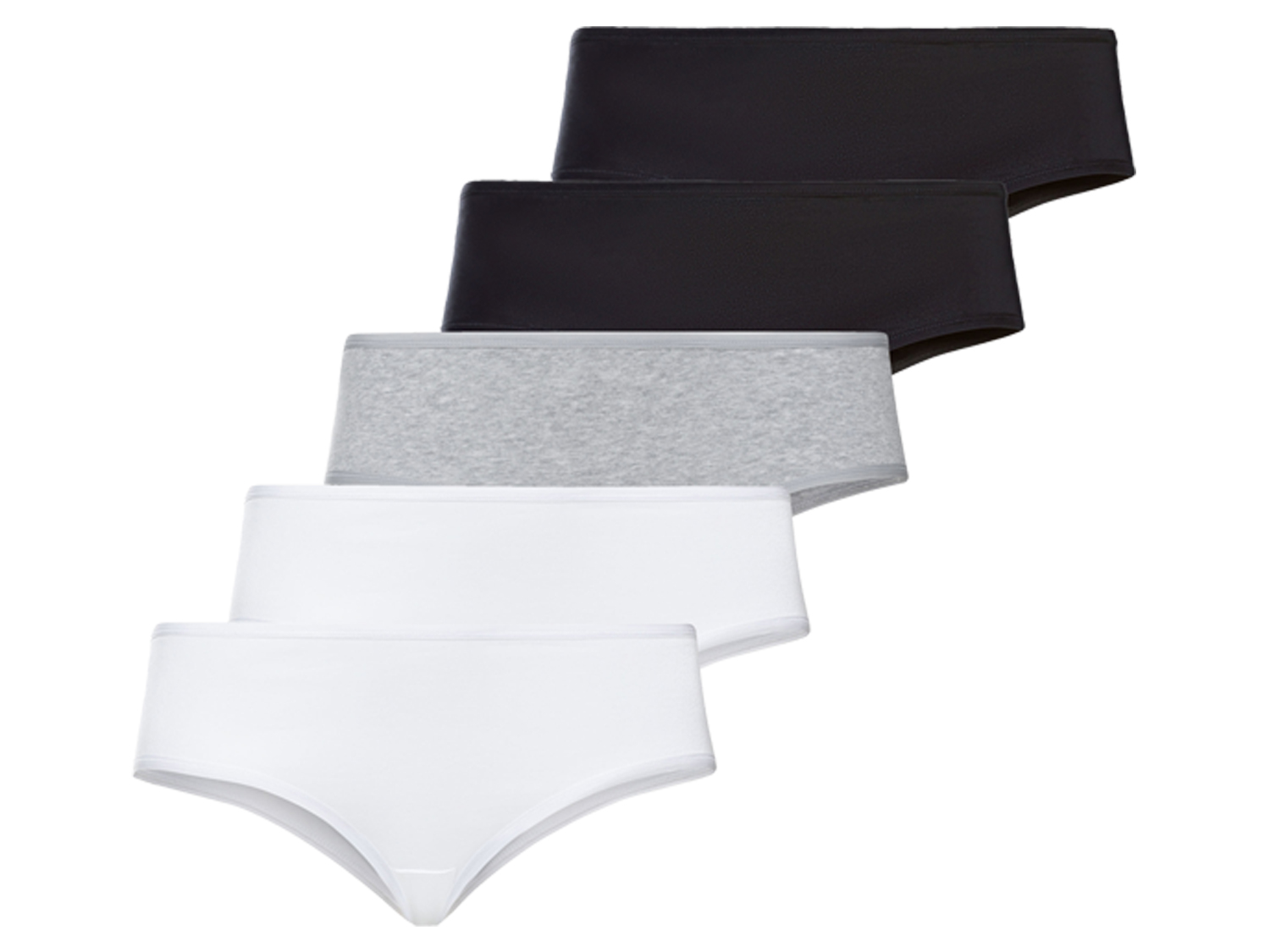 esmara® Hipstery damskie z bawełny, 5 par (Czarny/szary/biały, XXL (52/54))