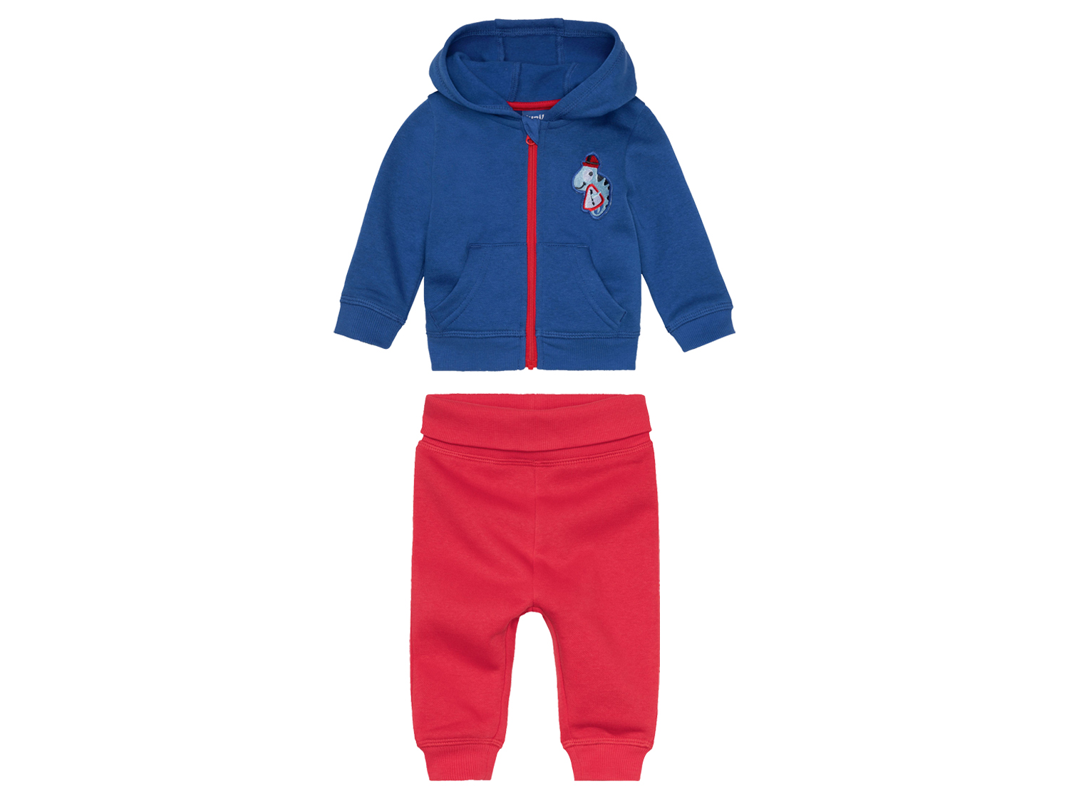 lupilu® Dres niemowlęcy dla chłopca (bluza + spodnie) (62-68, Niebieski/czerwony)