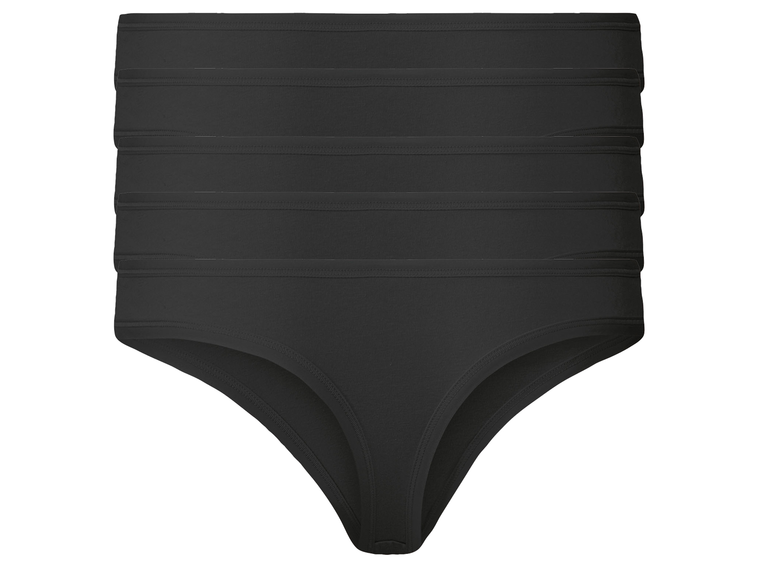 esmara® Stringi damskie z bawełną, 5 par (M (40/42), Czarny)