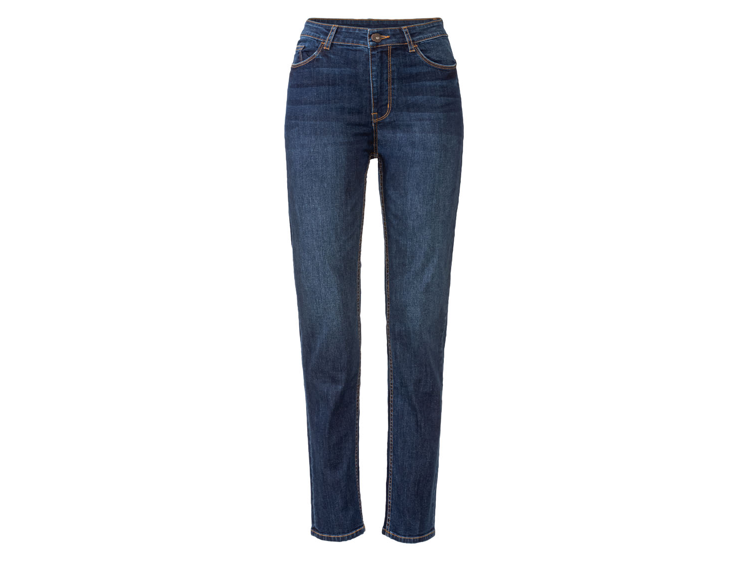 esmara® Jeansy damskie z bawełną, Straight Fit (38, niska sylwetka, Ciemnoniebieski)