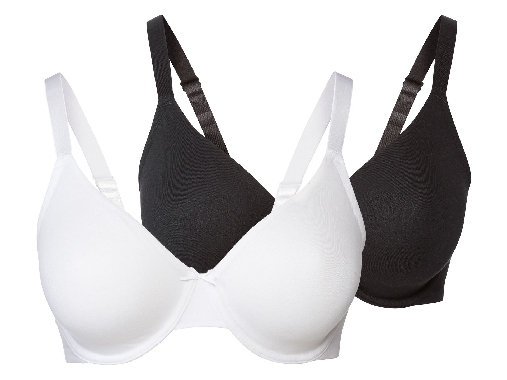 esmara® Biustonosz damski z fiszbinami, 2 sztuki (85D, Czarny/ biały)