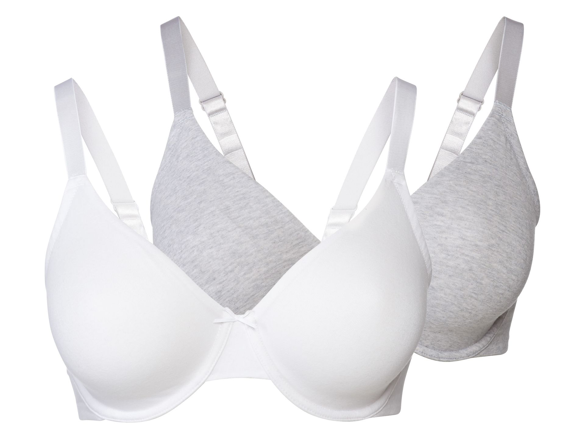 esmara® Biustonosz damski z fiszbinami, 2 sztuki (Jasnoszary/ biały, 90D)