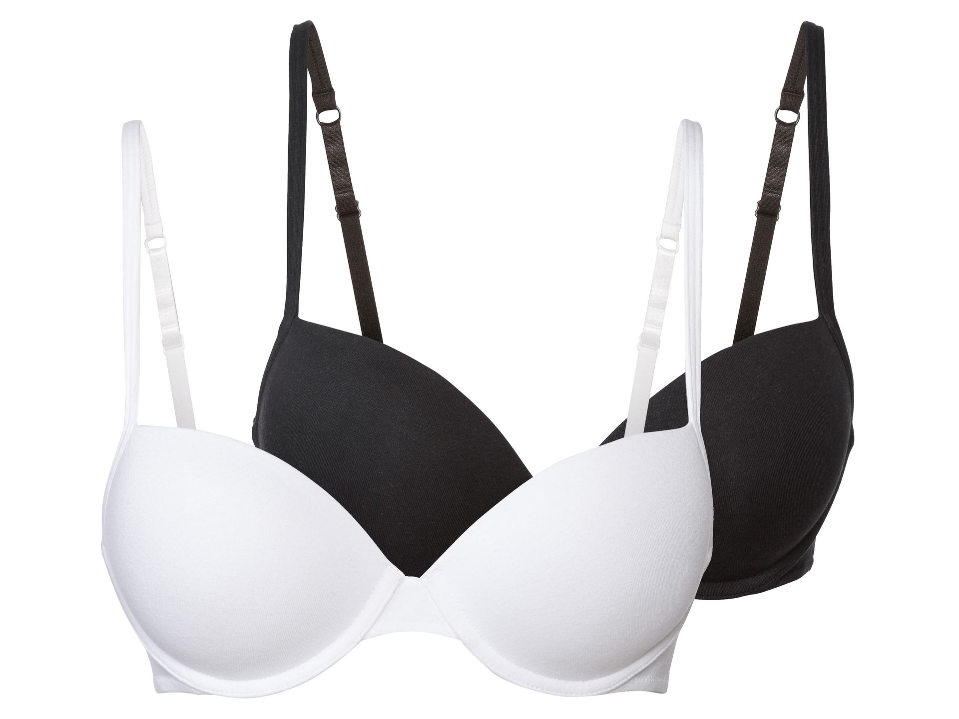 esmara® Biustonosze damskie z fiszbinami, 2 sztuki (85b, Czarny/ biały)