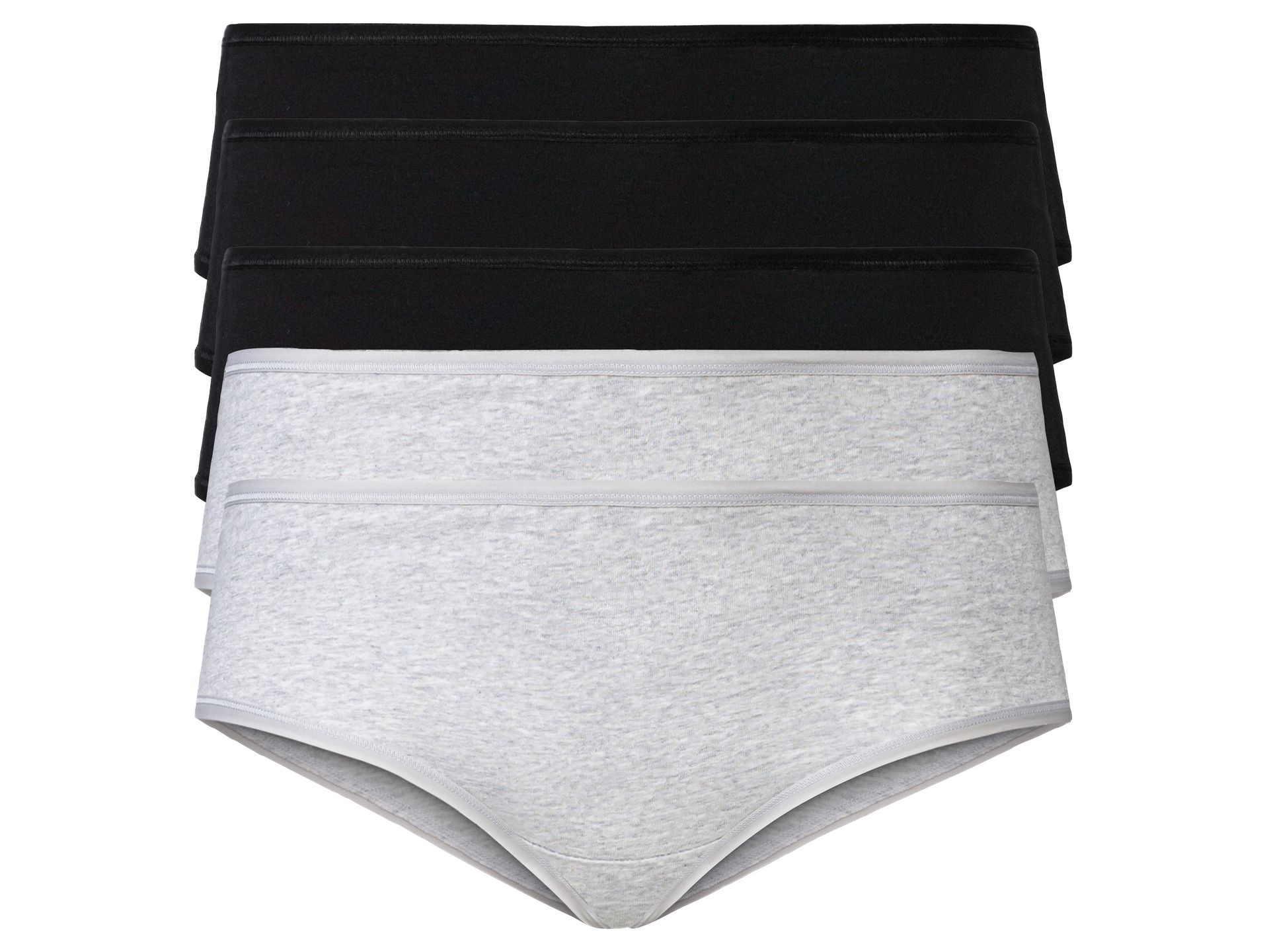 esmara® Hipstery damskie z bawełną, 5 par (Czarny/jasnoszary, 3XL (56/58))