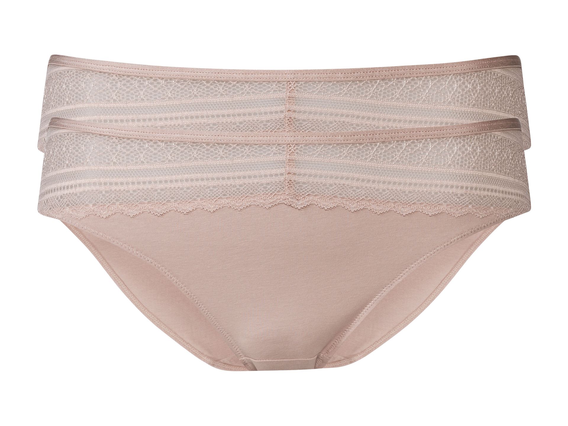 esmara® Majtki damskie z koronką, z bawełną, 2 pary (Różowy, XS (32/34))