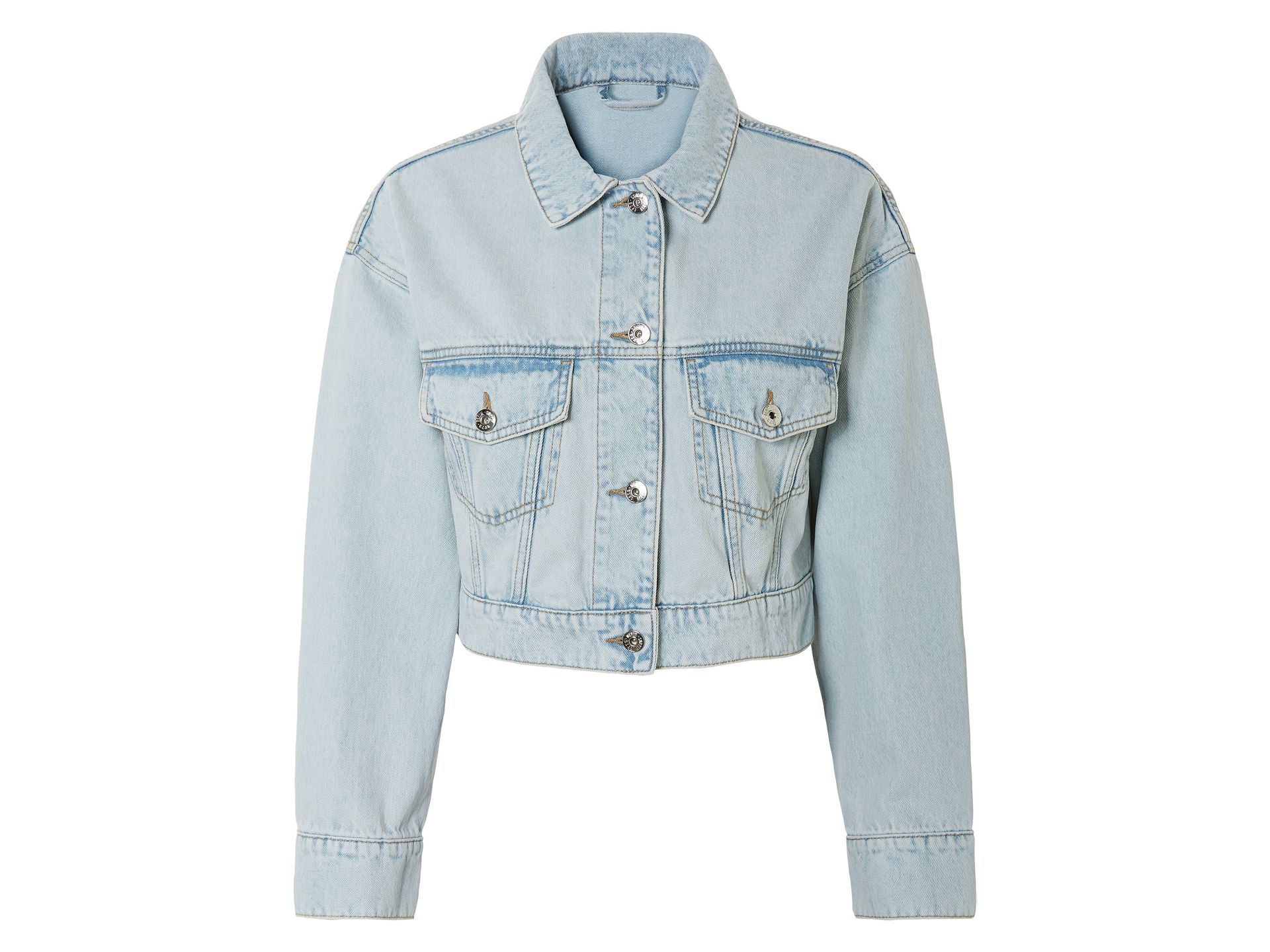 esmara® Kurtka jeansowa damska z bawełny, cropped (Jasnoniebieski, 44)