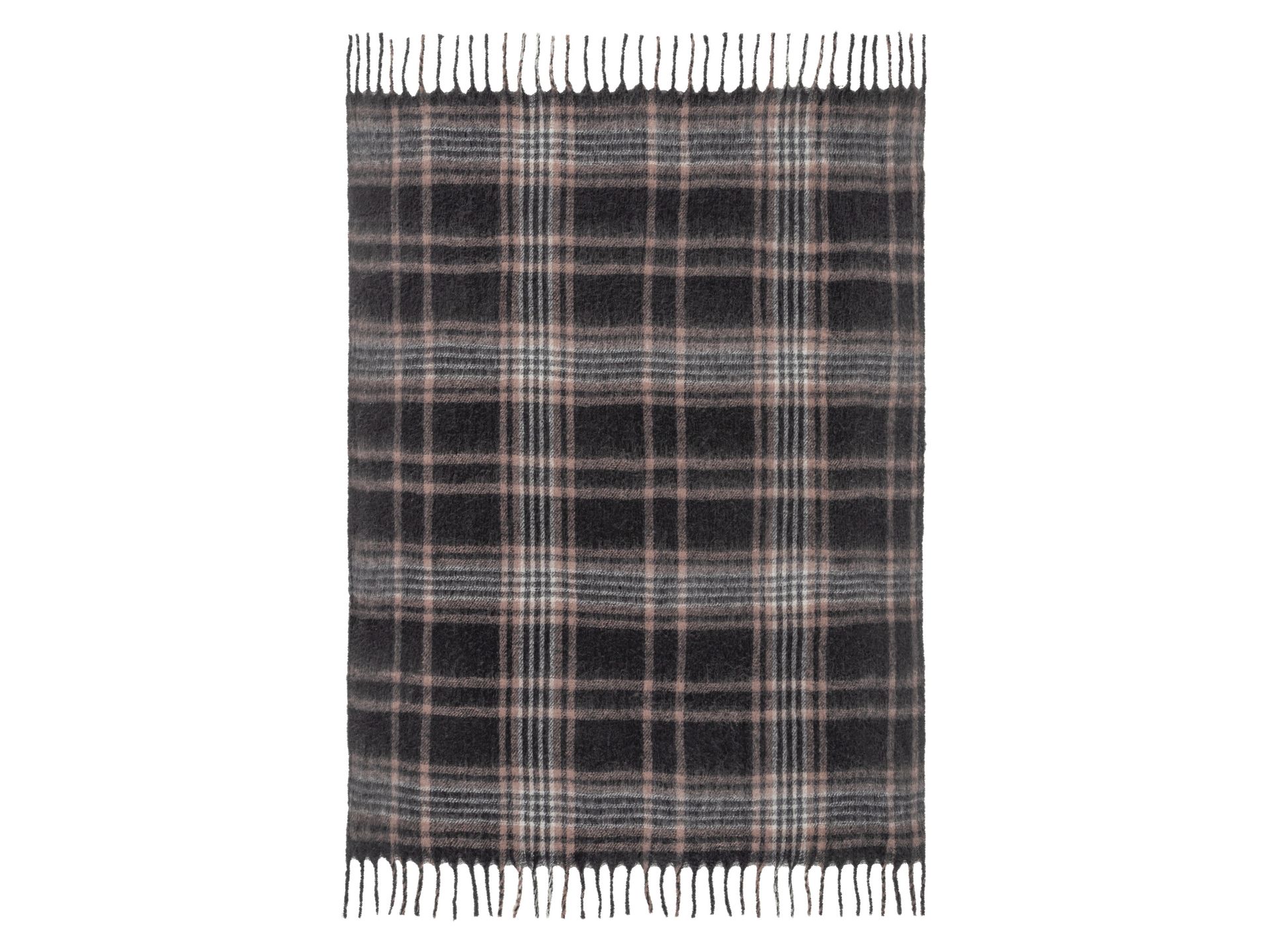 LIVARNO home Koc z dzianiny, 130 x 170 cm (Ciemny/ w kratkę)