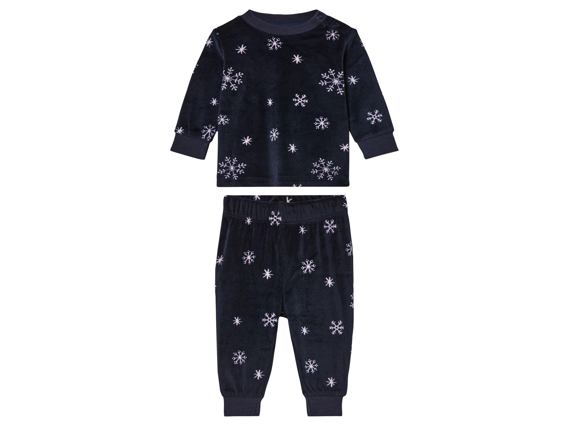 lupilu® Piżama niemowlęca welurowa (koszulka + spodnie) (62-68, Ciemnoniebieski)