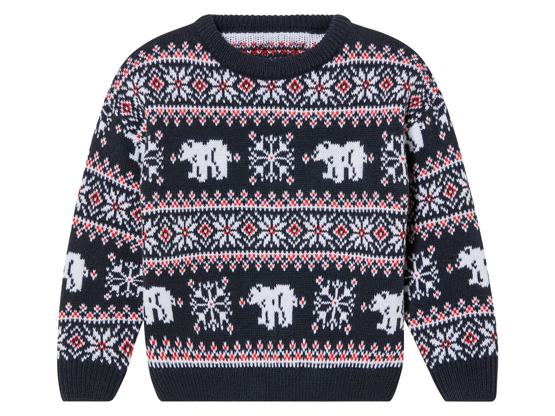 lupilu® Sweter chłopięcy z dzianiny (110/116, Granatowy/biały)