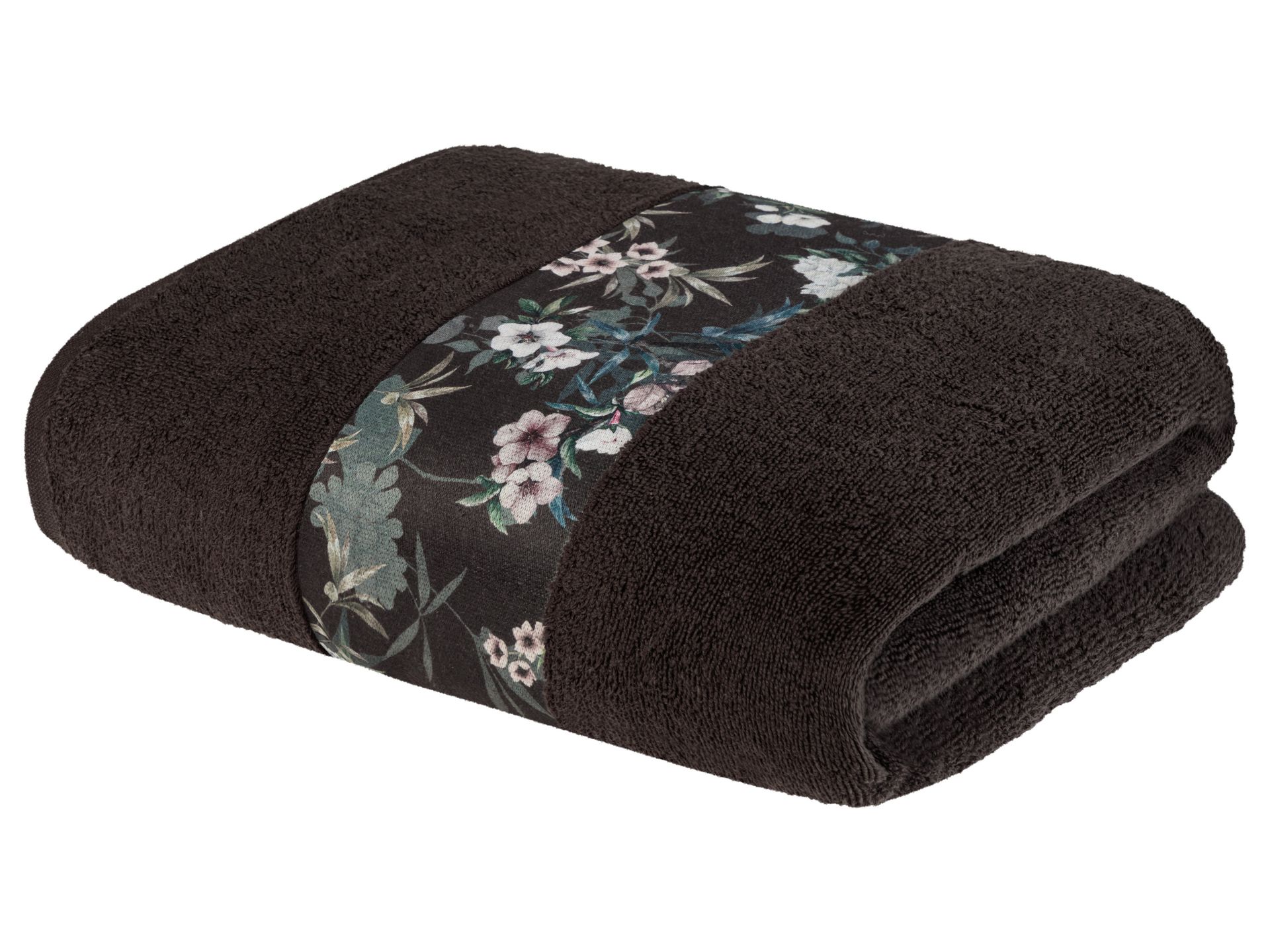 LIVARNO home Ręcznik kąpielowy, 100 x 150 cm (Czarny/ bordiura)