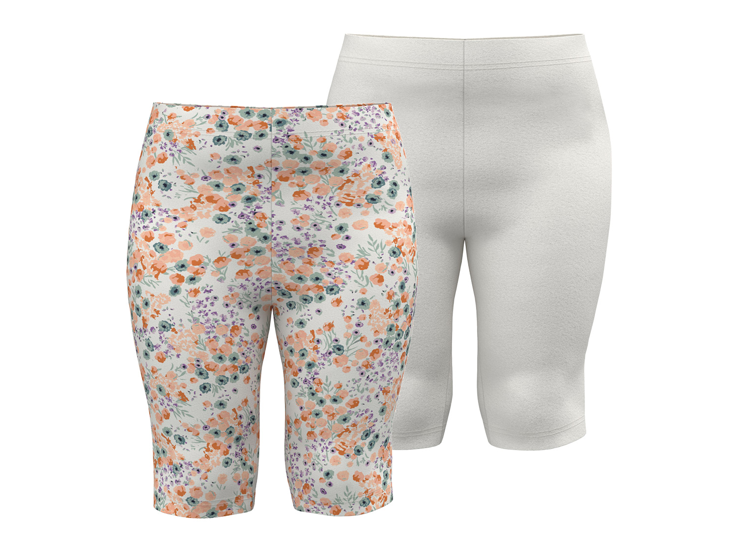 lupilu® Legginsy capri dla małych dziewczynek, 2 szt., z wygodnym elastycznym paskiem w talii (110/116, Wzorzysty/biały)