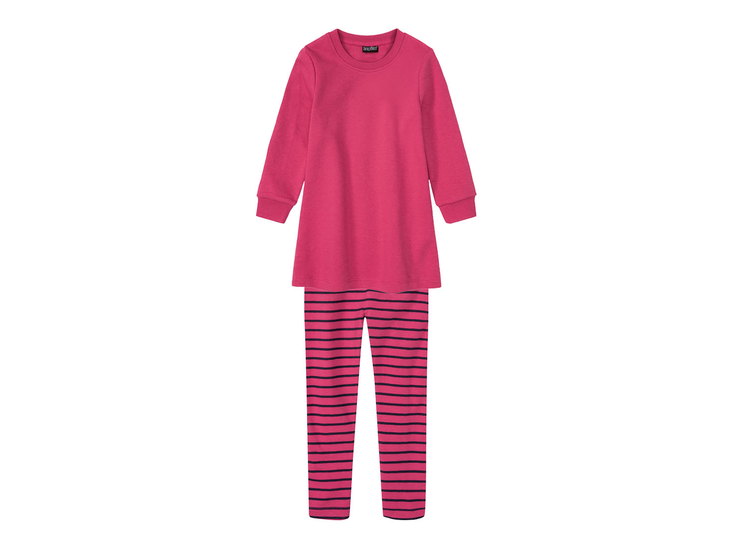 lupilu® Komplet dziewczęcy z bawełną (sukienka + legginsy) (86/92, Paski/różowy)