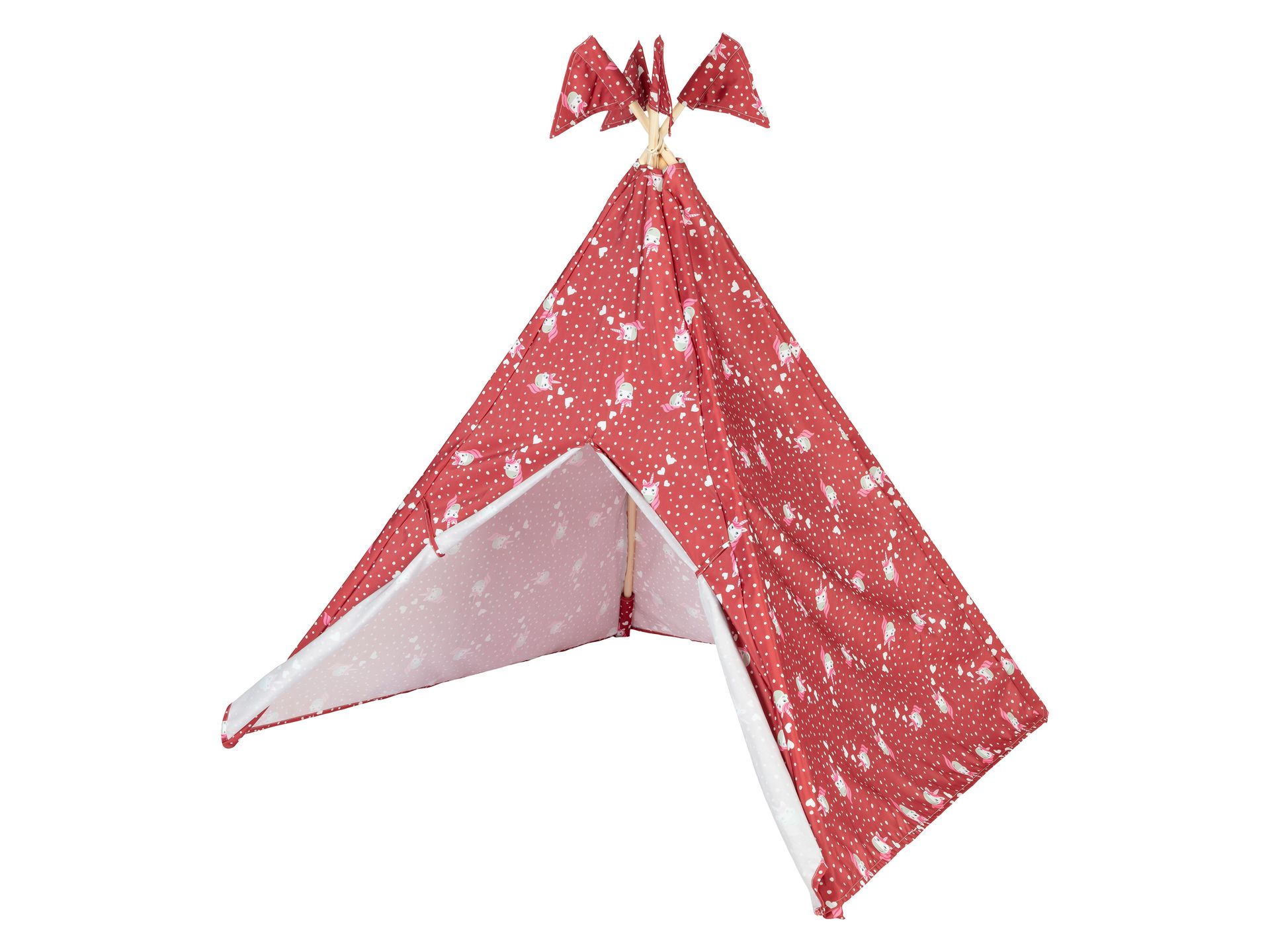 Lupilu Namiot drewniany tipi, z bawełną (Czerwony)