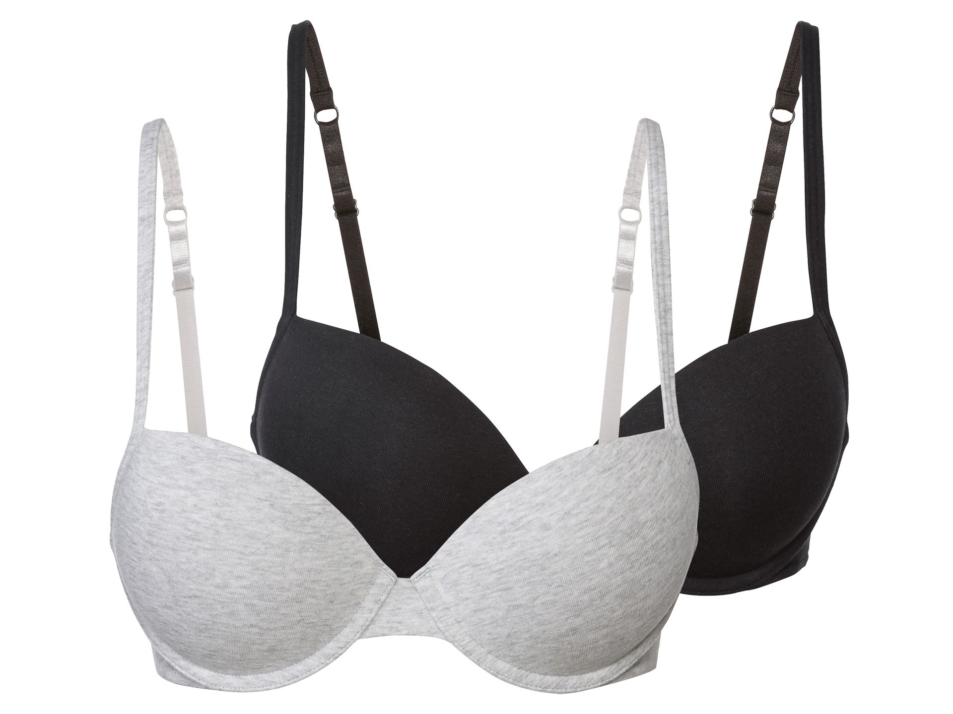esmara® Biustonosze damskie z fiszbinami, 2 sztuki (Czarny/ szary, 85C)