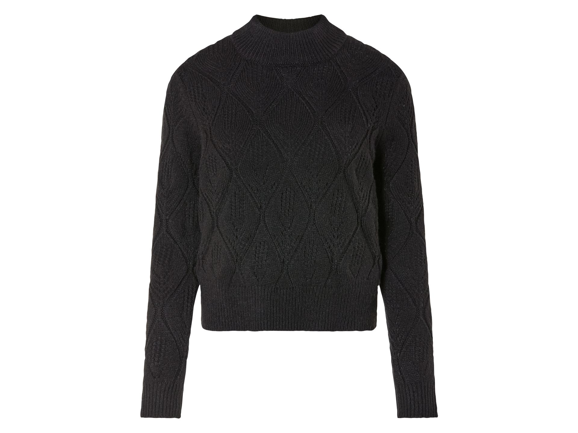 esmara® Damski sweter z grubej dzianiny z wzorem warkoczowym (L (44-46), Czarny)