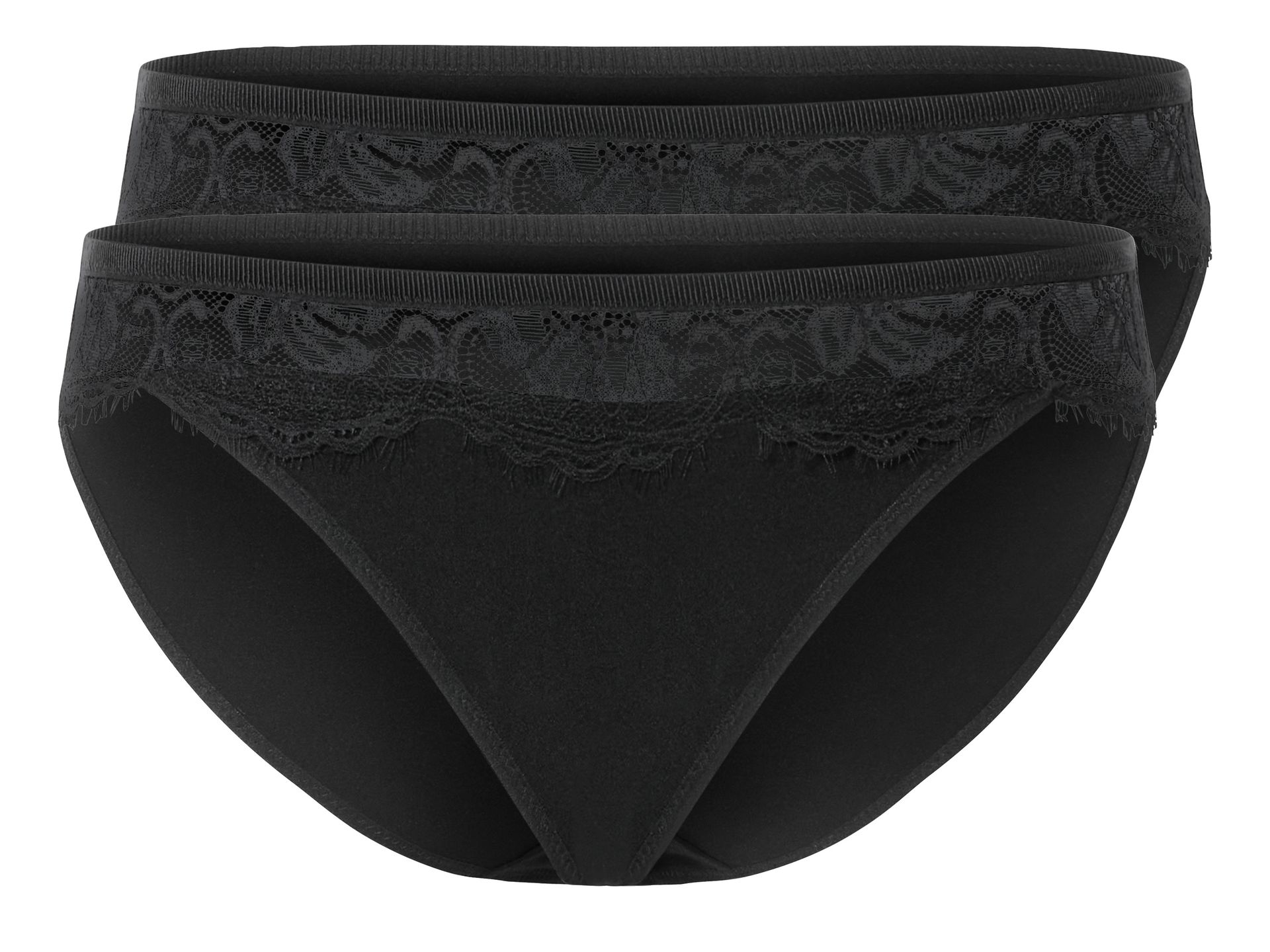 esmara® Figi damskie z koronką, 2 pary (M (40/42), Czarny)