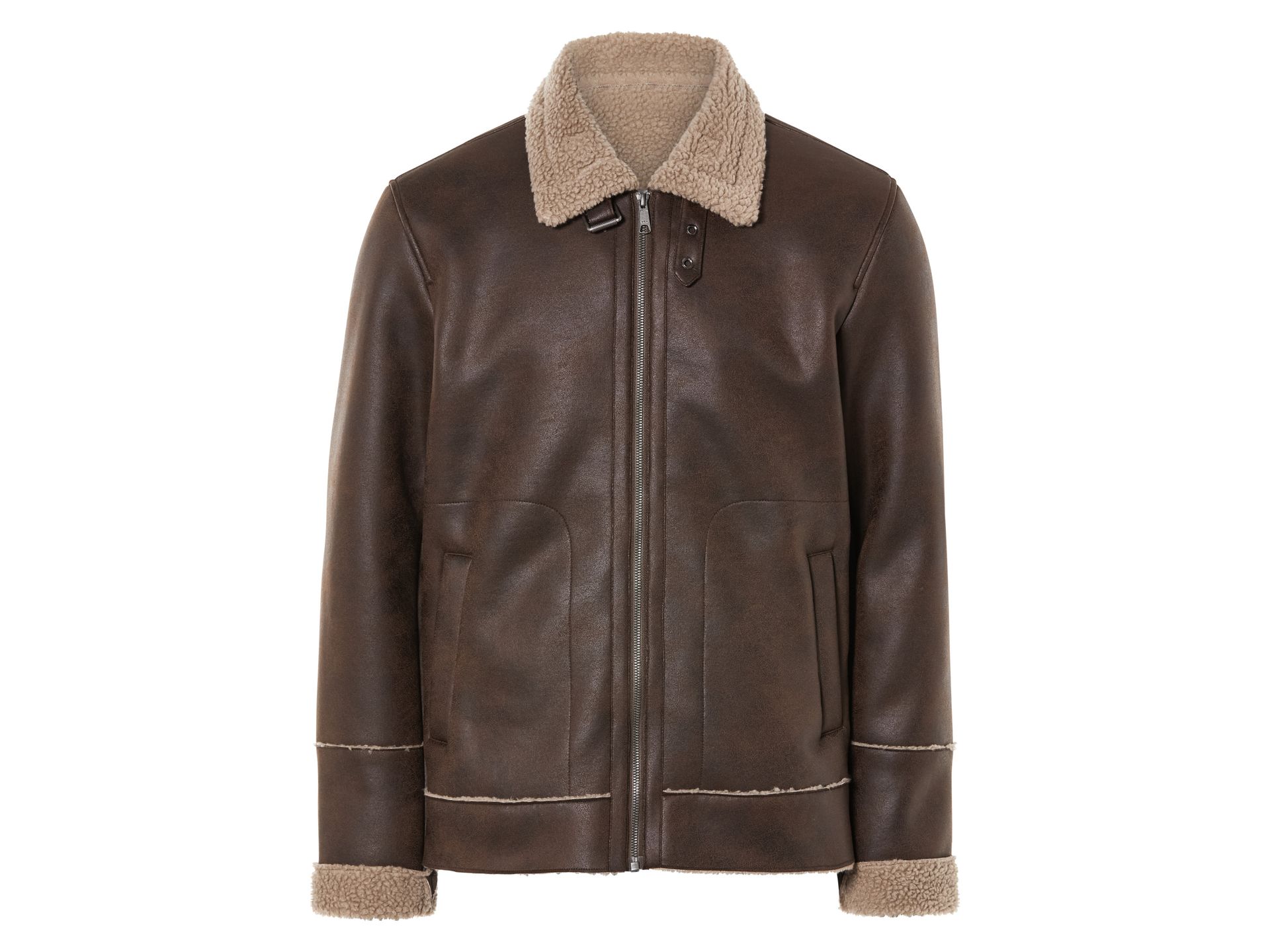 LIVERGY® Kurtka męska w stylu ramoneski, z kożuchem (XL (56/58), Brązowy)