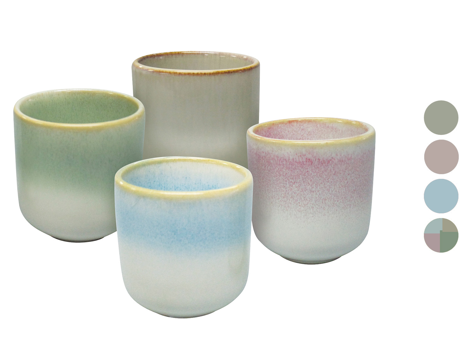 vanWell Komplet 4 kubeczków do espresso z ceramiki z porowatą glazurą, 130 ml