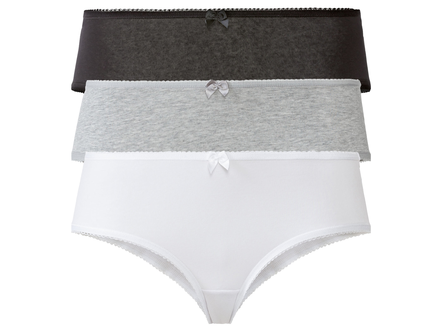 esmara® Figi damskie z biobawełną, 3 pary (XL (48/50), Czarny/szary/biały)