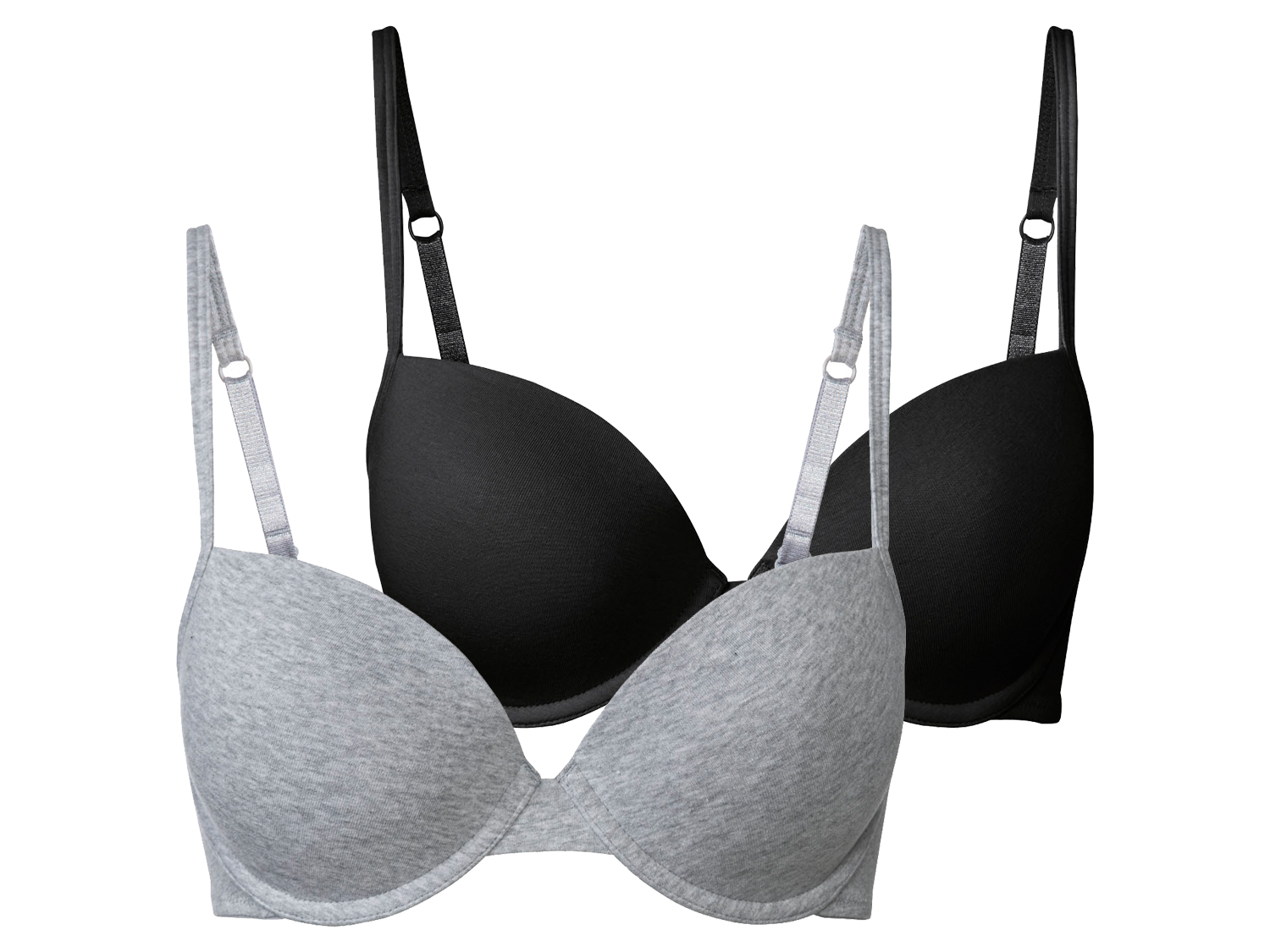 esmara® Biustonosze damskie z fiszbinami, 2 sztuki (75B, Czarny/ szary)