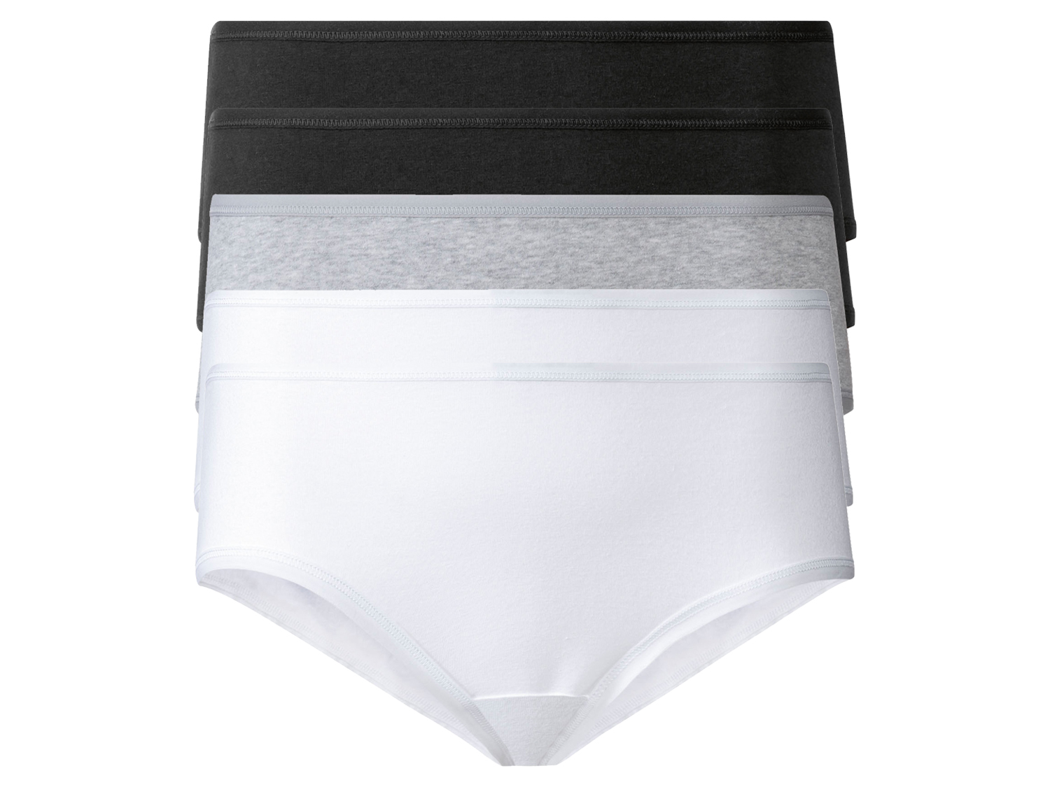 esmara® Hipstery damskie z bawełną, 5 par (Czarny/szary/biały, S (36-38))