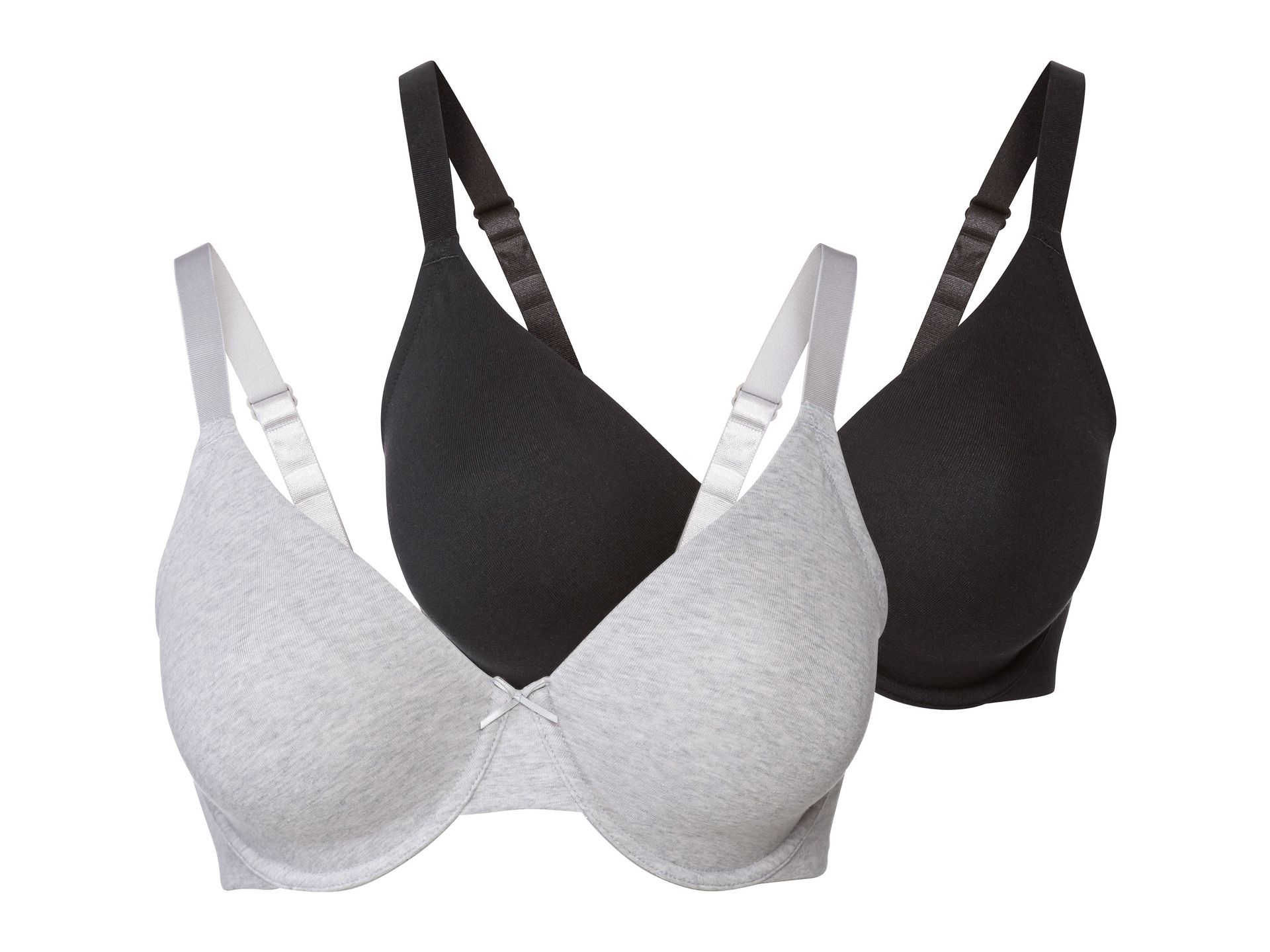 esmara® Biustonosz damski z fiszbinami, 2 sztuki (Czarny/jasnoszary, 85D)