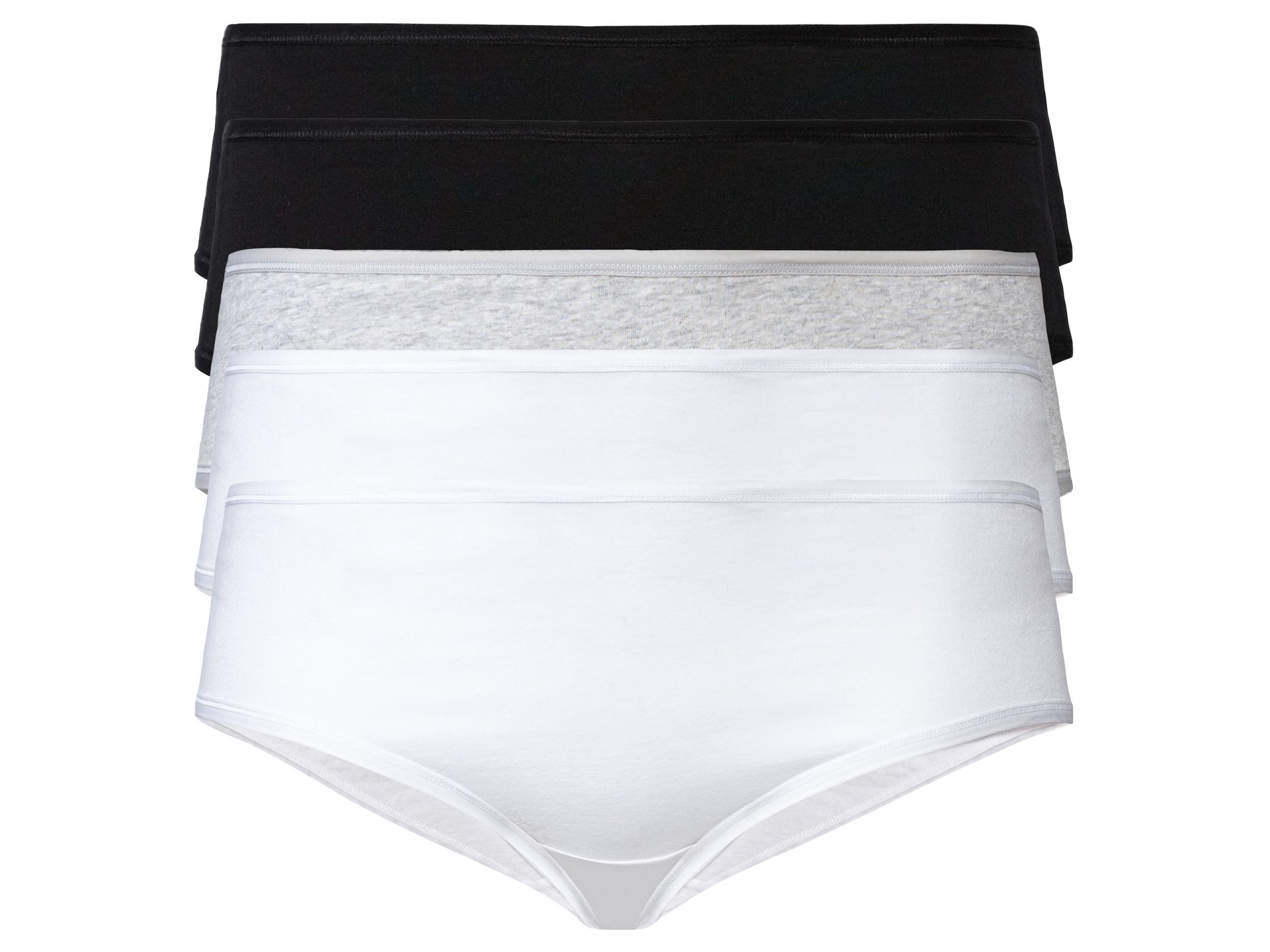 esmara® Hipstery damskie z bawełną, 5 par (Czarny/jasnoszary/biały, XXL (52/54))