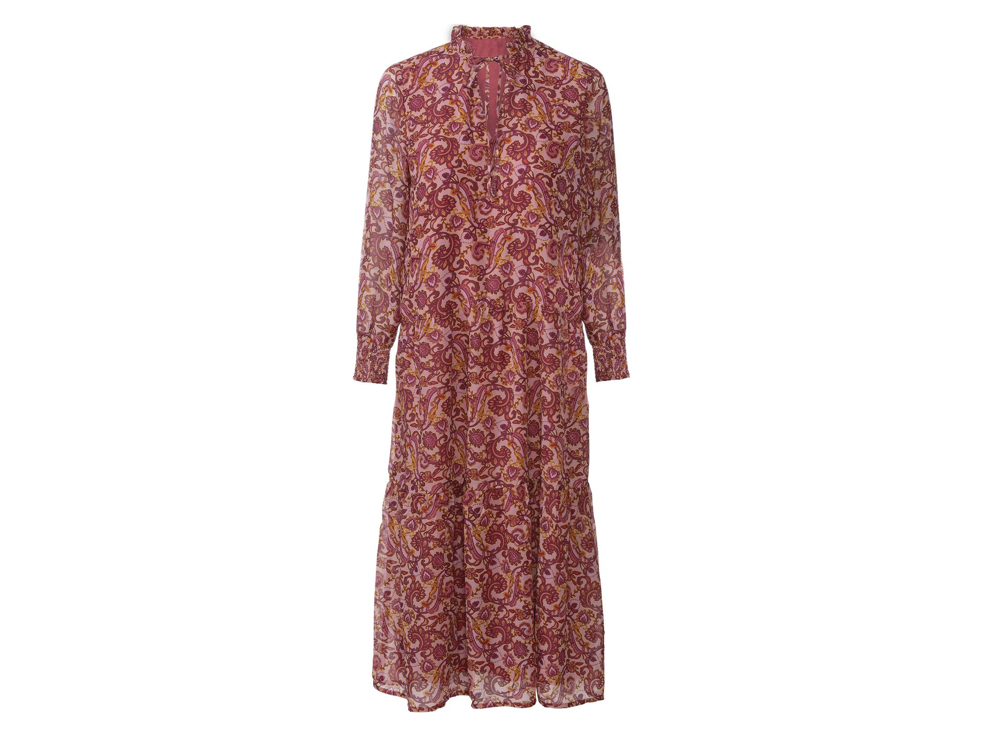 esmara® Sukienka maxi damska z falbankami (Paisley/fioletowy, 44)