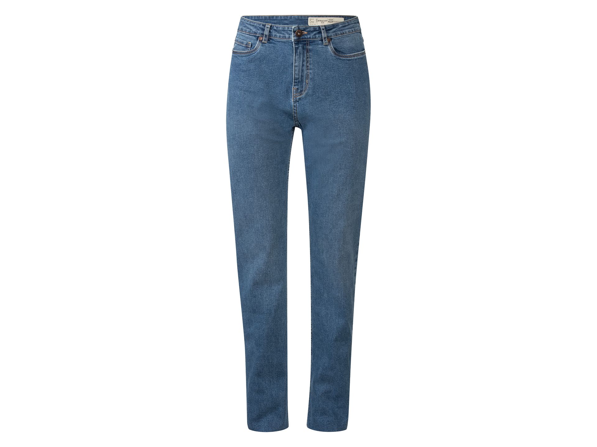 esmara® Jeansy damskie z bawełną, Straight Fit (Niebieski, 36, regularna długość)