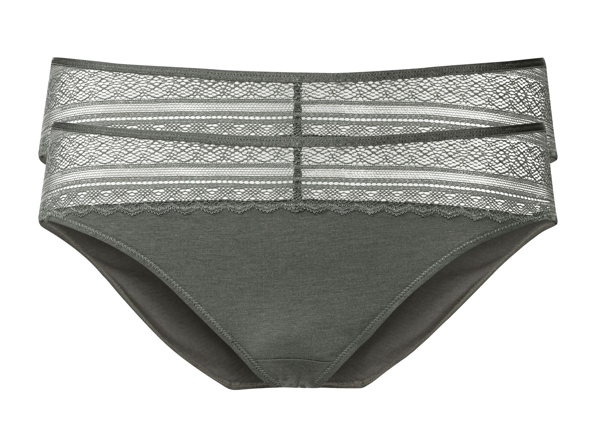 esmara® Majtki damskie z koronką, z bawełną, 2 pary (Zielony, XS (32/34))